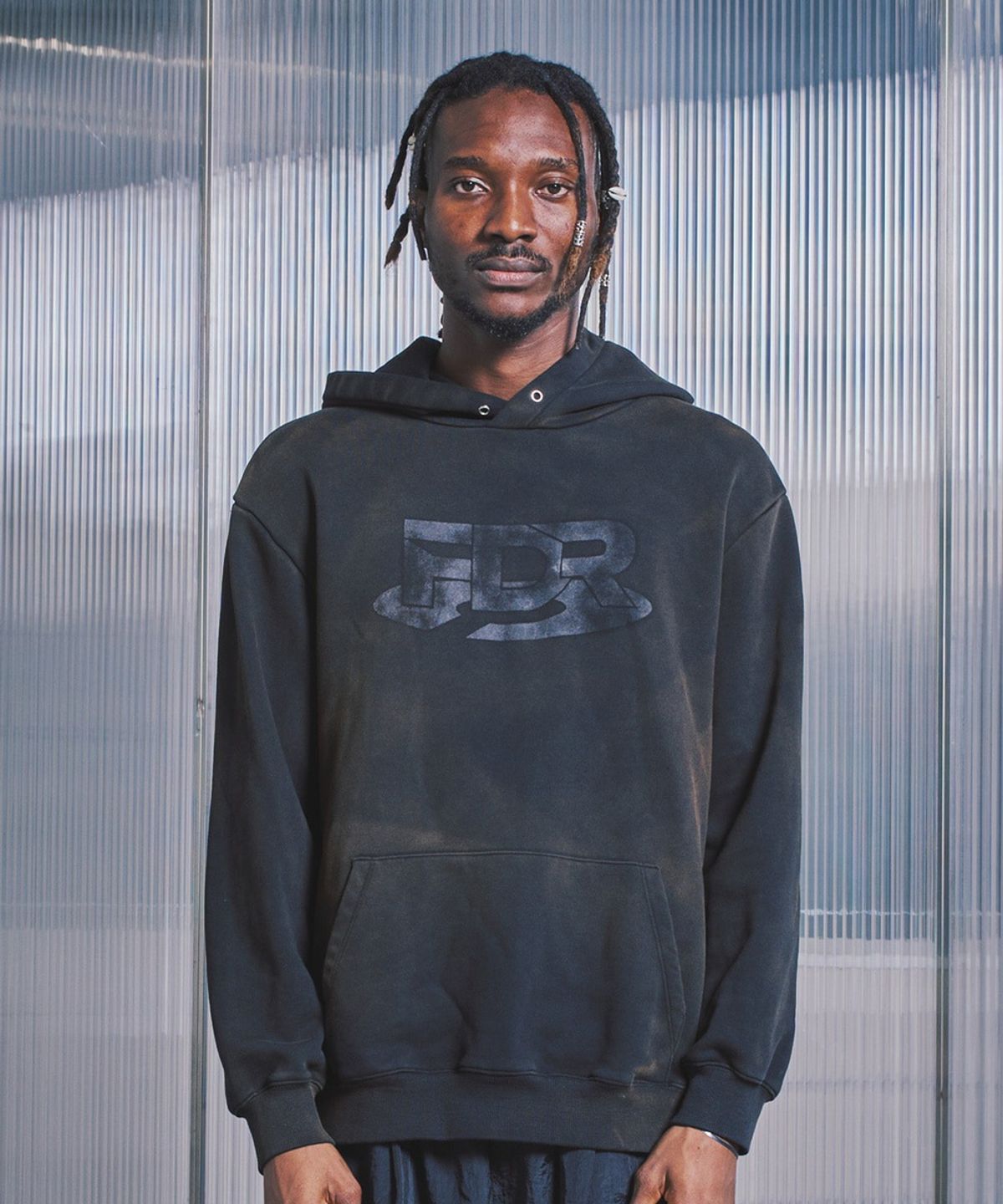 에프디알(FDR) Two Tone Garment Washed FDR Hood_Black+Orange