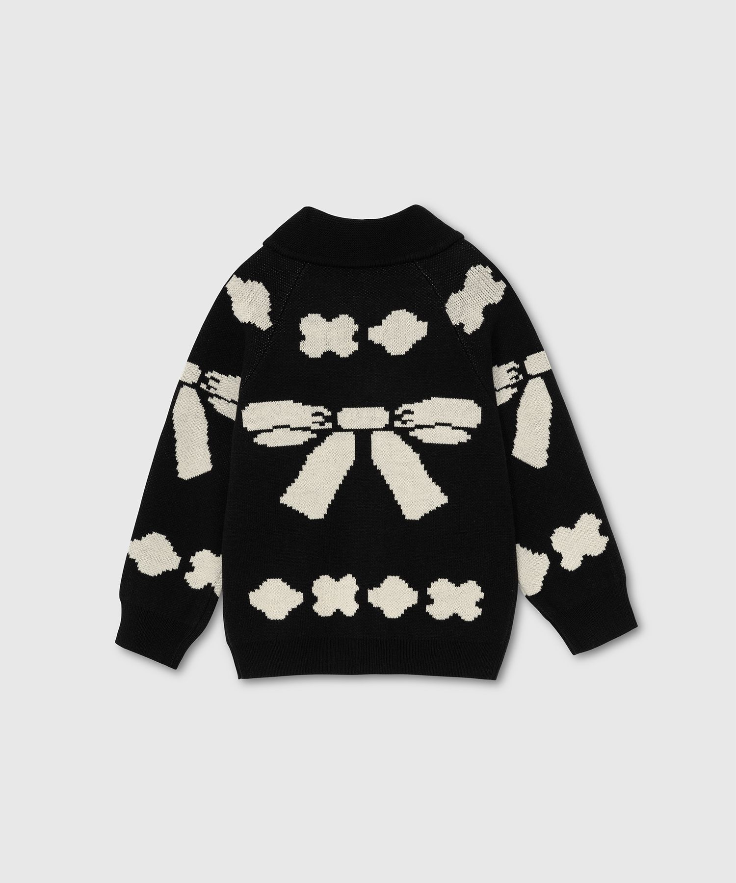 MUSINSA公式 | NIEEH RIBBON ZIP-UP SWEATER_BLACK