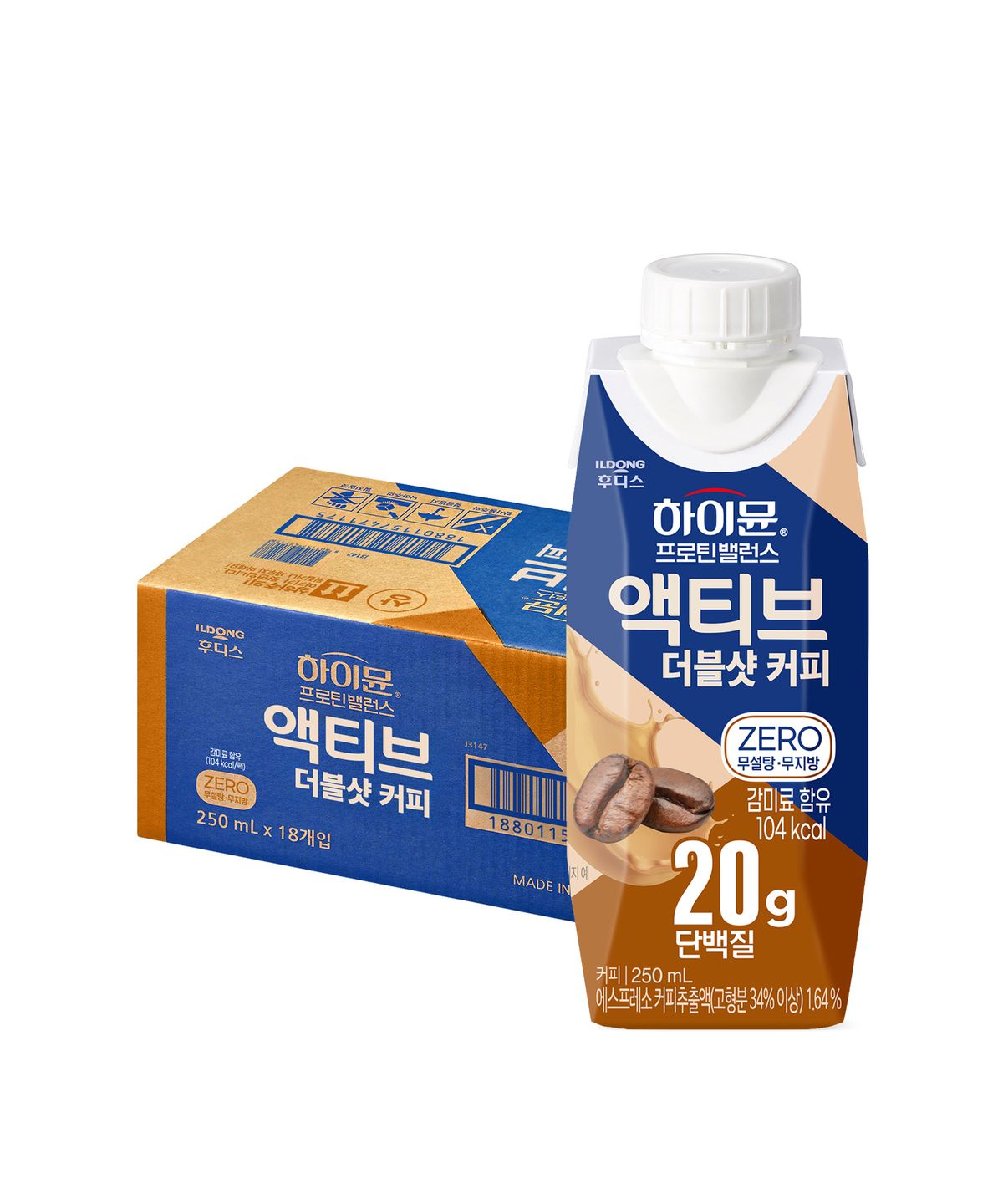 하이뮨(HIMMUNE) 프로틴 밸런스 액티브 더블샷 커피 제로 18입 1박스