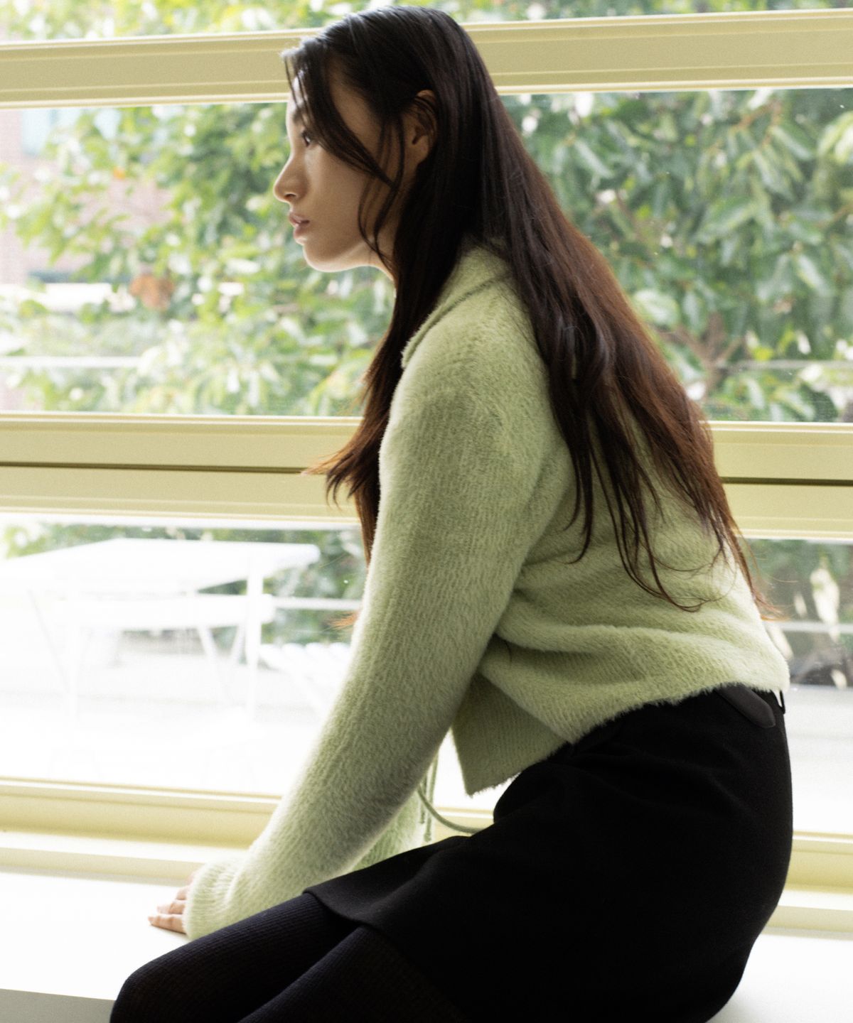 오떼뜨(OCTETTE) 소프트 플러피 가디건-그린 애플