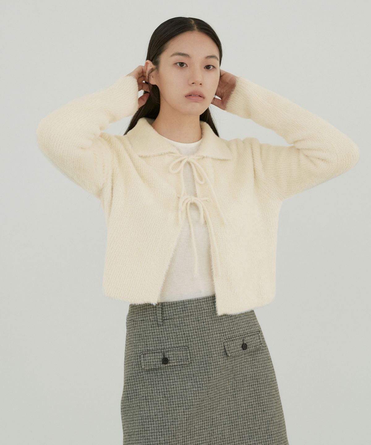 오떼뜨(OCTETTE) 소프트 플러피 가디건-아이보리