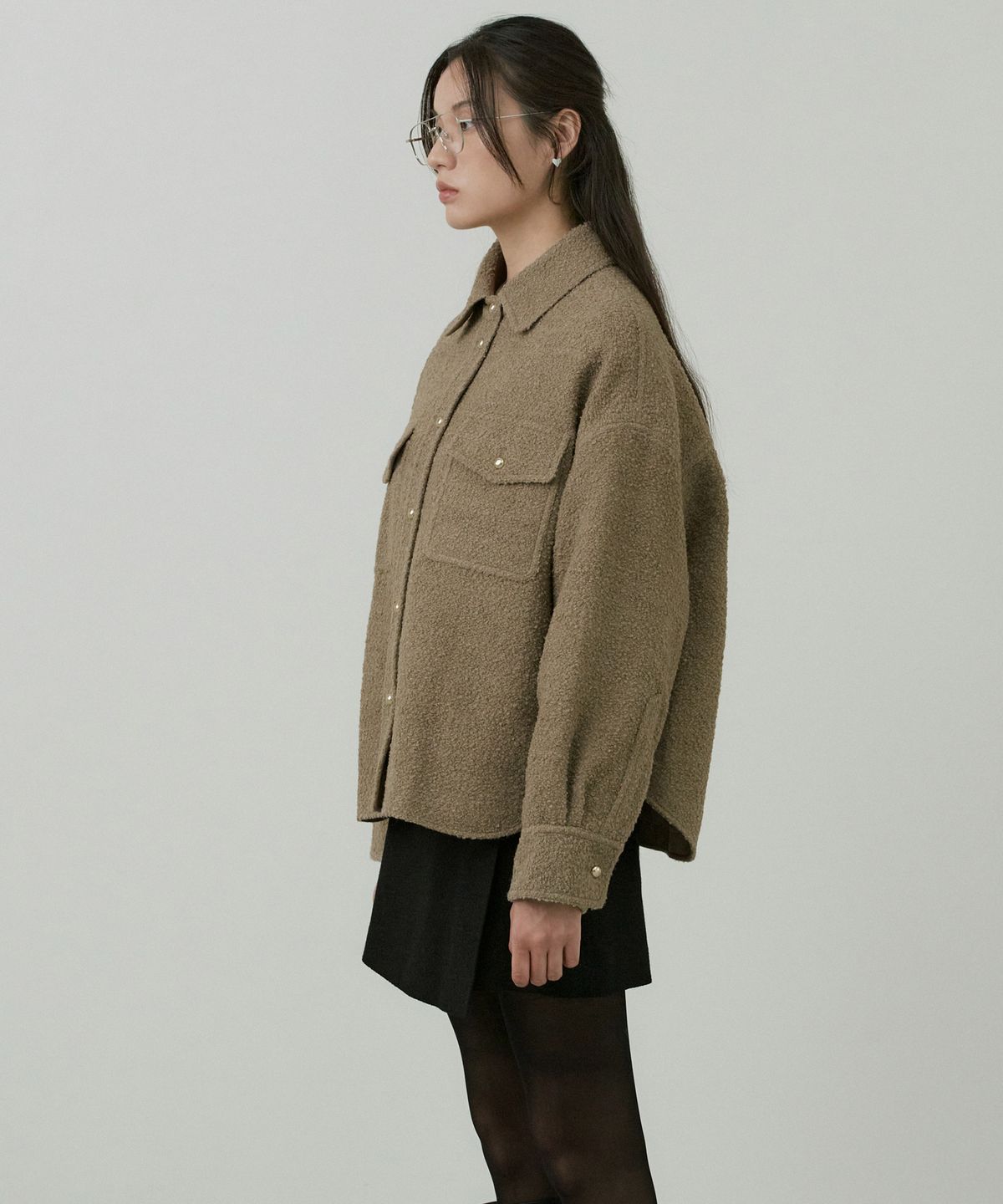 오떼뜨(OCTETTE) WOOL BOUCLE SHIRTS-JK_2COLOR