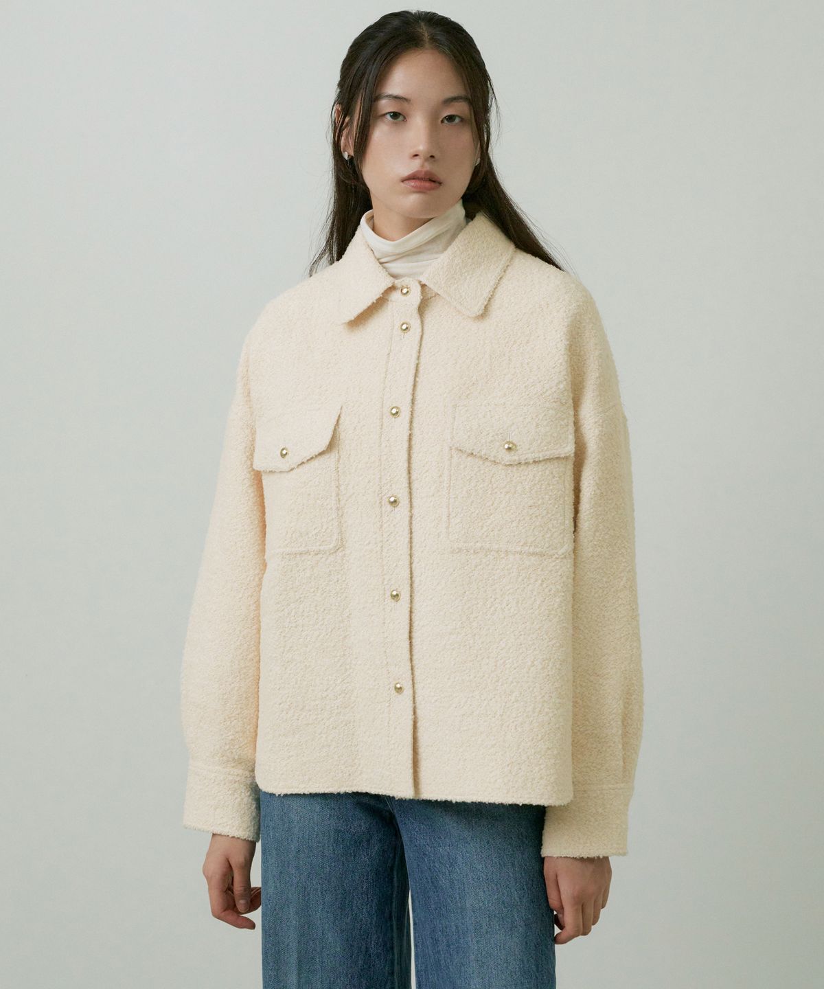 오떼뜨(OCTETTE) WOOL BOUCLE SHIRTS-JK_2COLOR