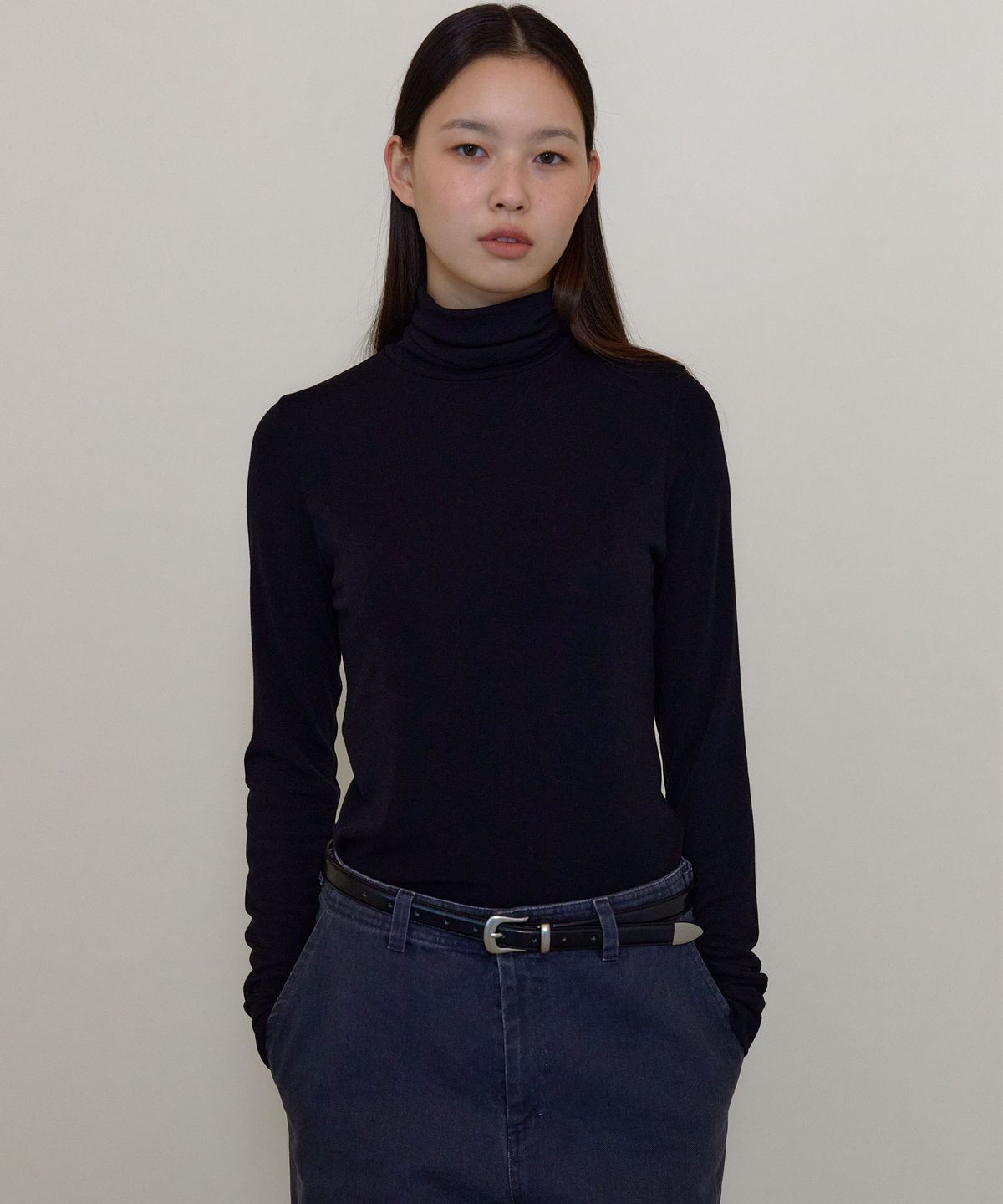 38컴온커먼(38COMEONCOMMON) Classic Turtle neck T-shirts (Black)