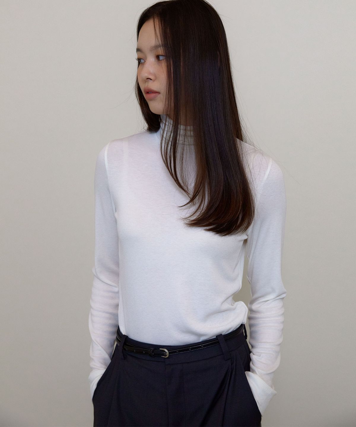 38컴온커먼(38COMEONCOMMON) Classic Turtle neck T-shirts (Ivory)