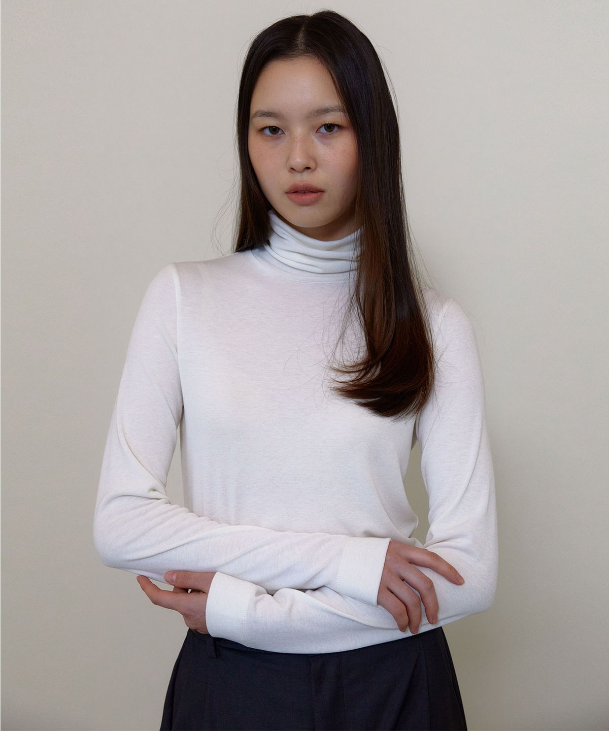 38컴온커먼(38COMEONCOMMON) Classic Turtle neck T-shirts (Ivory)