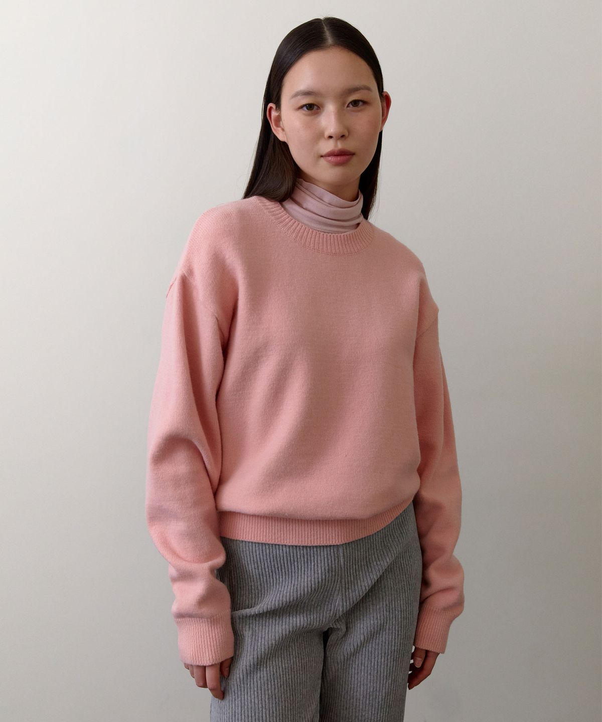 38컴온커먼(38COMEONCOMMON) Classic Turtle neck T-shirts (Light pink)