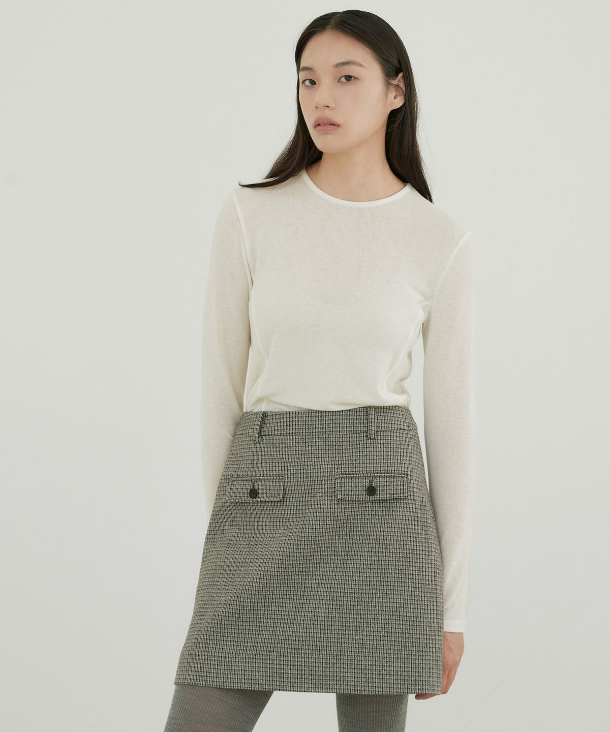 오떼뜨(OCTETTE) MINI CHECK POCKET SK_GRAY