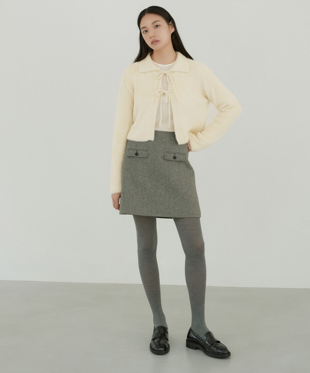 오떼뜨(OCTETTE) MINI CHECK POCKET SK_GRAY