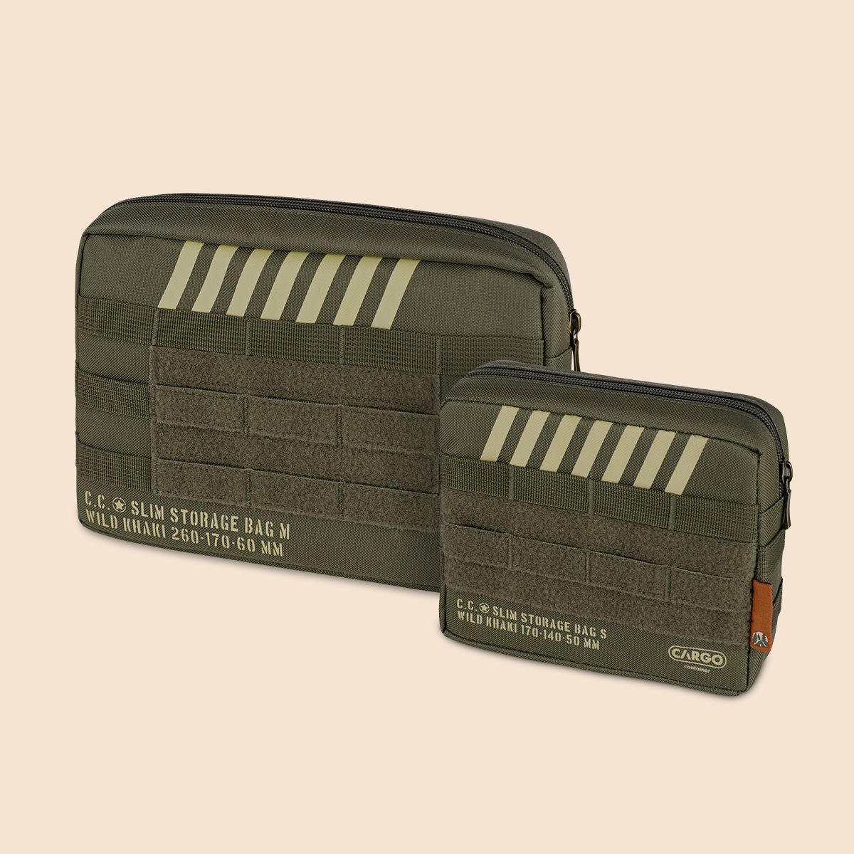 카고 컨테이너(CARGO CONTAINER) 슬림스토리지백 S+M(카키,베이지,블랙,그레이)+하드카라비너 M+L 2ea