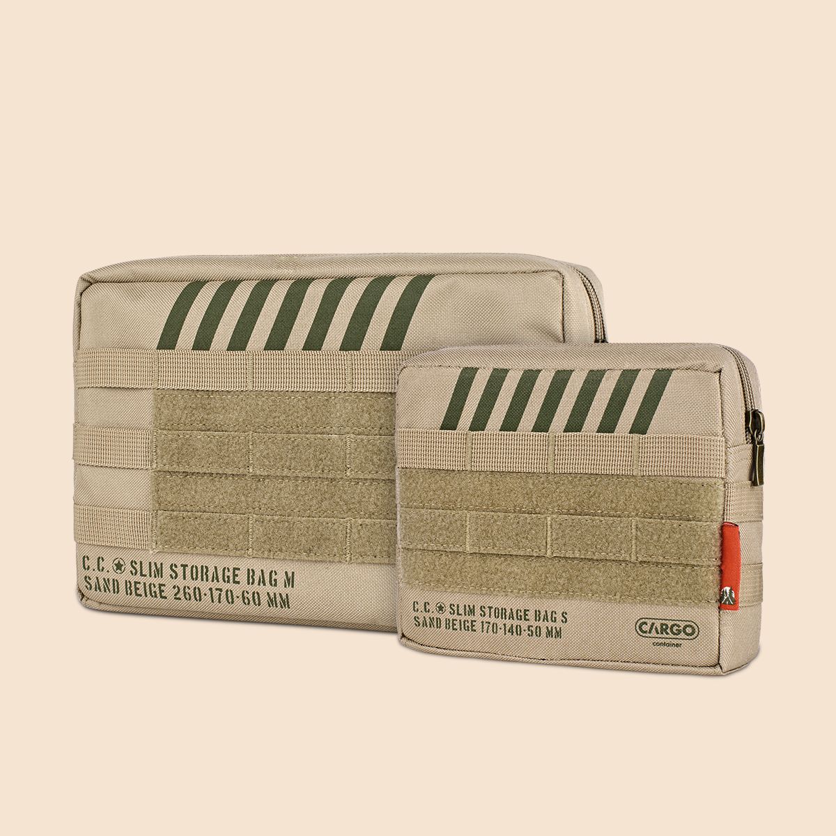 카고 컨테이너(CARGO CONTAINER) 슬림스토리지백 S+M(카키,베이지,블랙,그레이)+하드카라비너 M+L 2ea