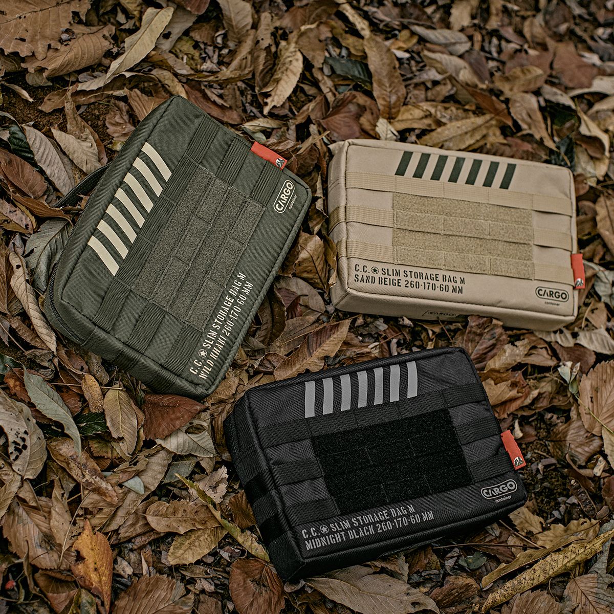 카고 컨테이너(CARGO CONTAINER) 슬림스토리지백 S+M(카키,베이지,블랙,그레이)+하드카라비너 M+L 2ea