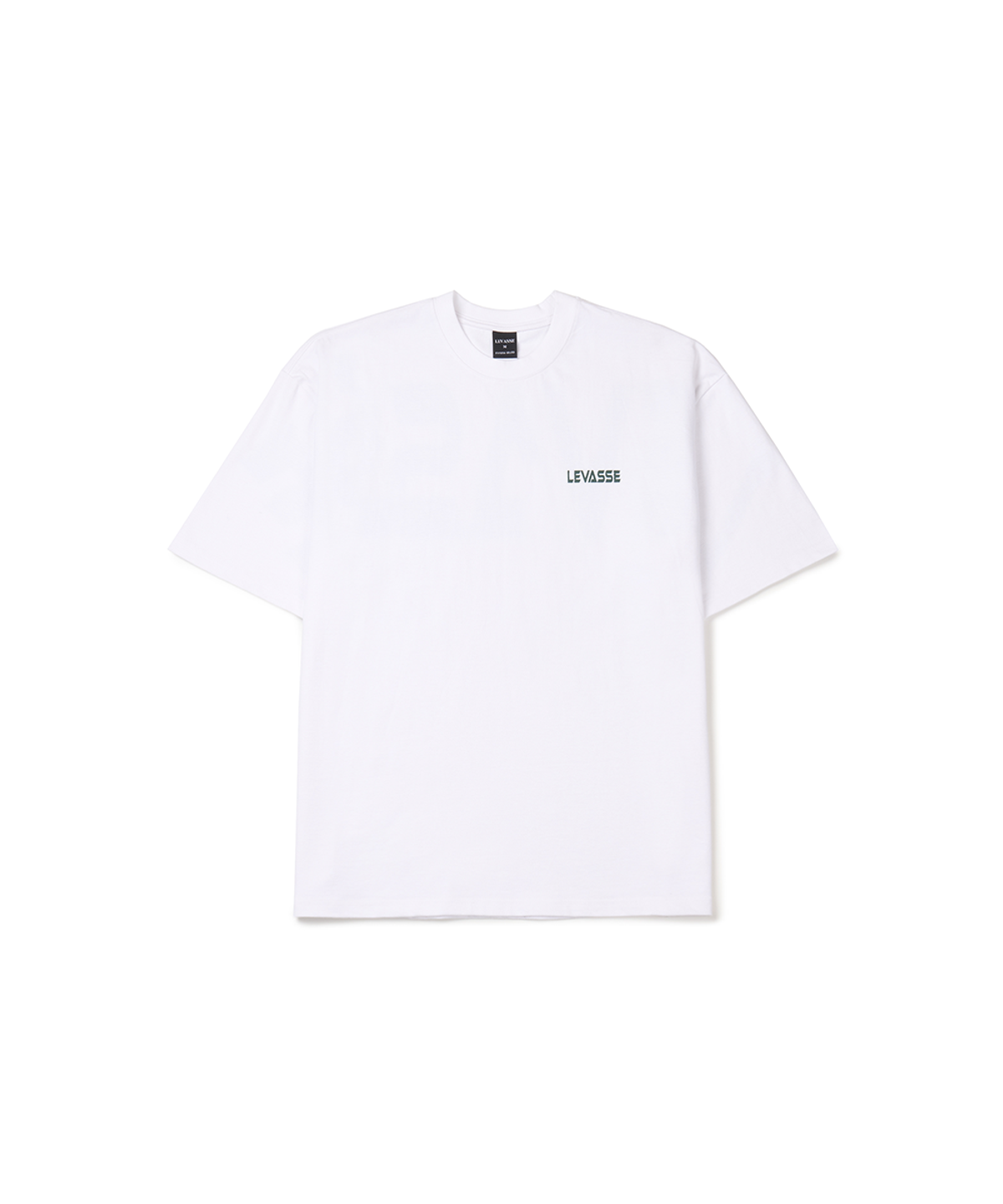 르바세(LEVASSE) Old School Overfit Tee – White (Green Logo)