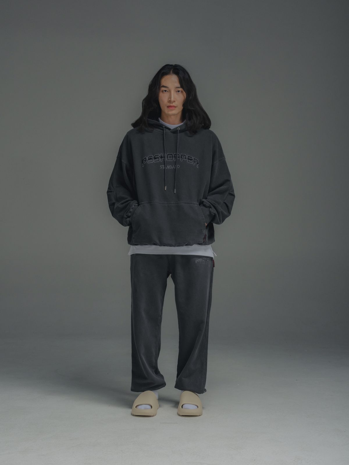 피에스쇼퍼(PSSHOPPER) [2 Pack] 오리지널 피그먼트 워싱 셋업 [다크 그레이]