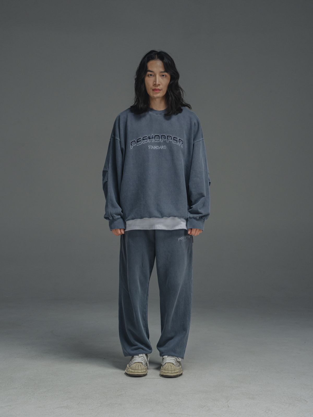 피에스쇼퍼(PSSHOPPER) [2 Pack]오리지널 피그먼트 워싱 셋업 [다크 네이비]