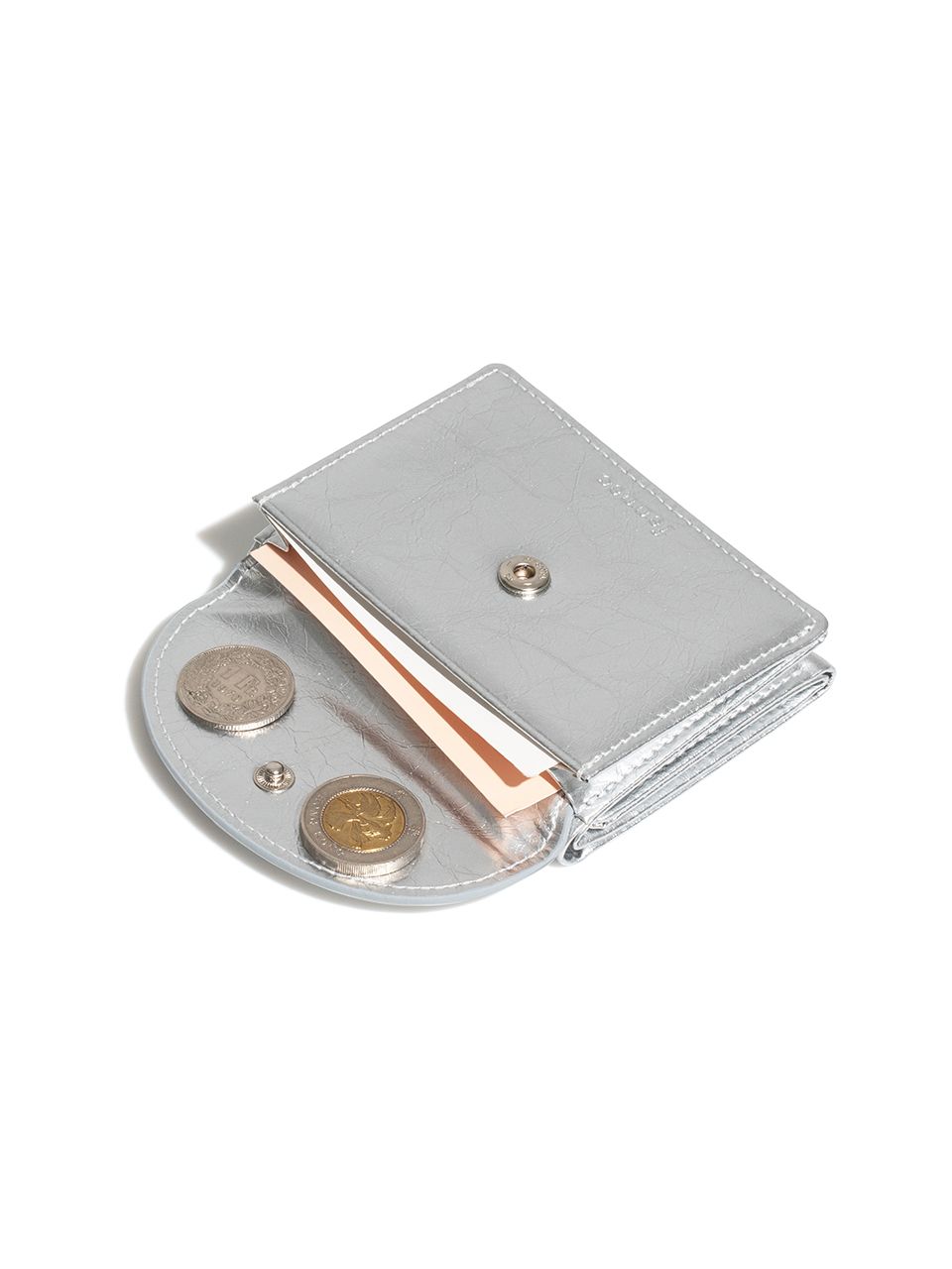 MUSINSA | fennec CRINKLE HALFMOON MINI WALLET - SILVER