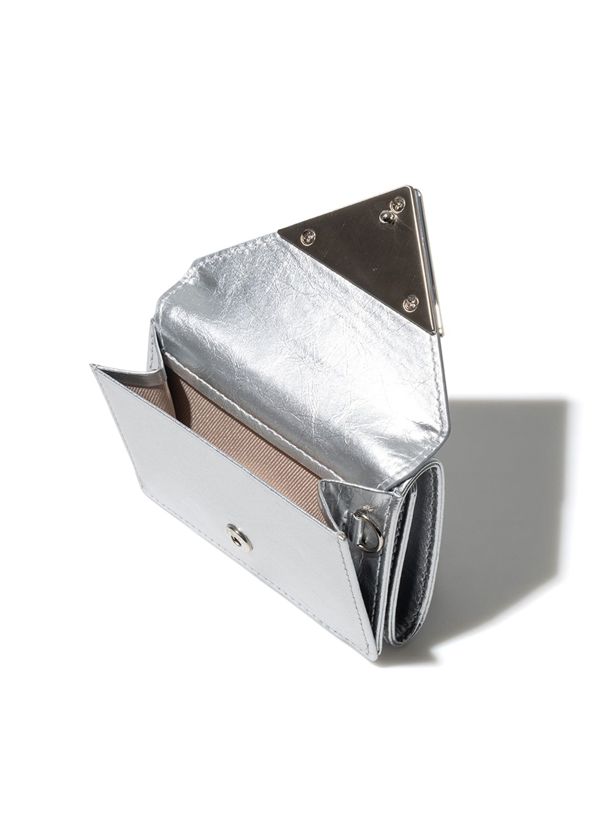 페넥(FENNEC) CRINKLE TRIANGLE TRIPLE WALLET - SILVER