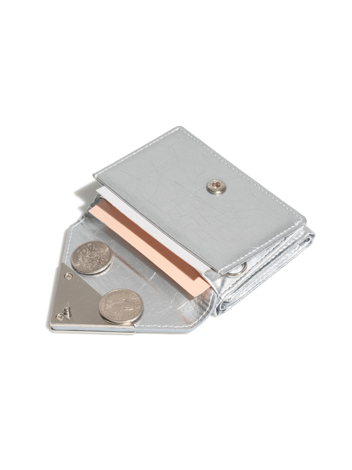 페넥(FENNEC) CRINKLE TRIANGLE TRIPLE WALLET - SILVER