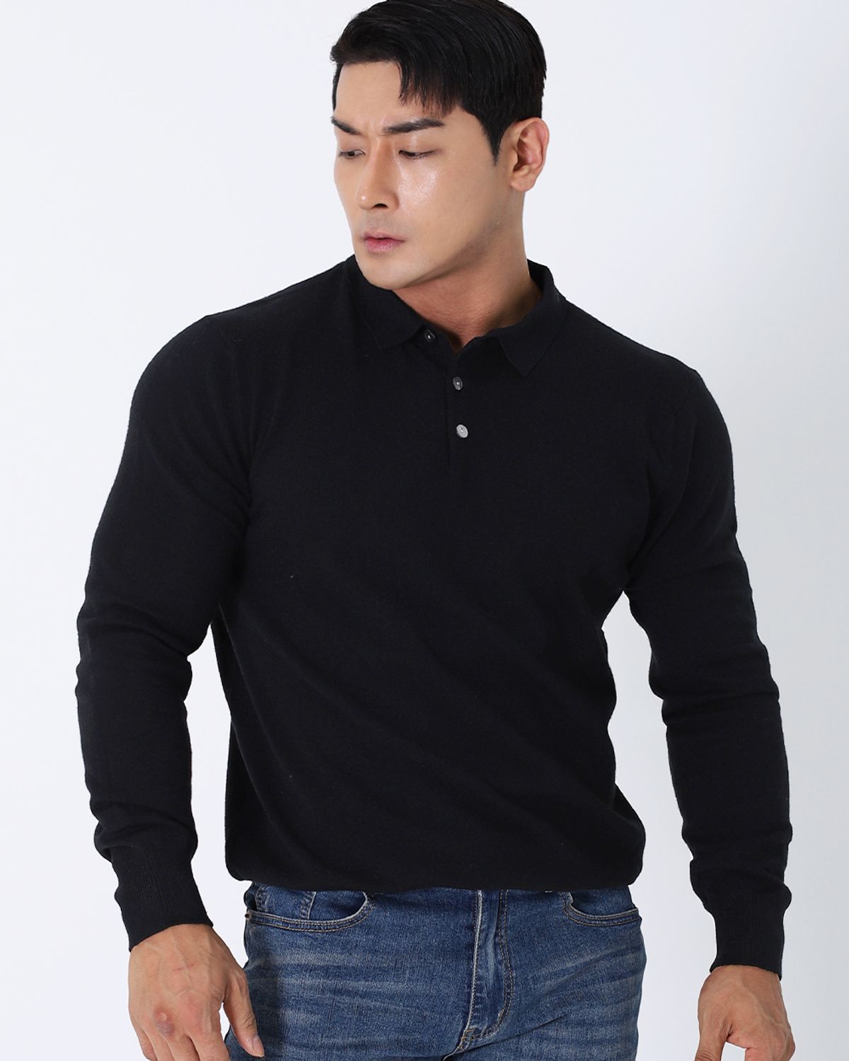 보스트핏(BOASTFIT) 부드러운 머슬핏 카라넥 긴팔니트