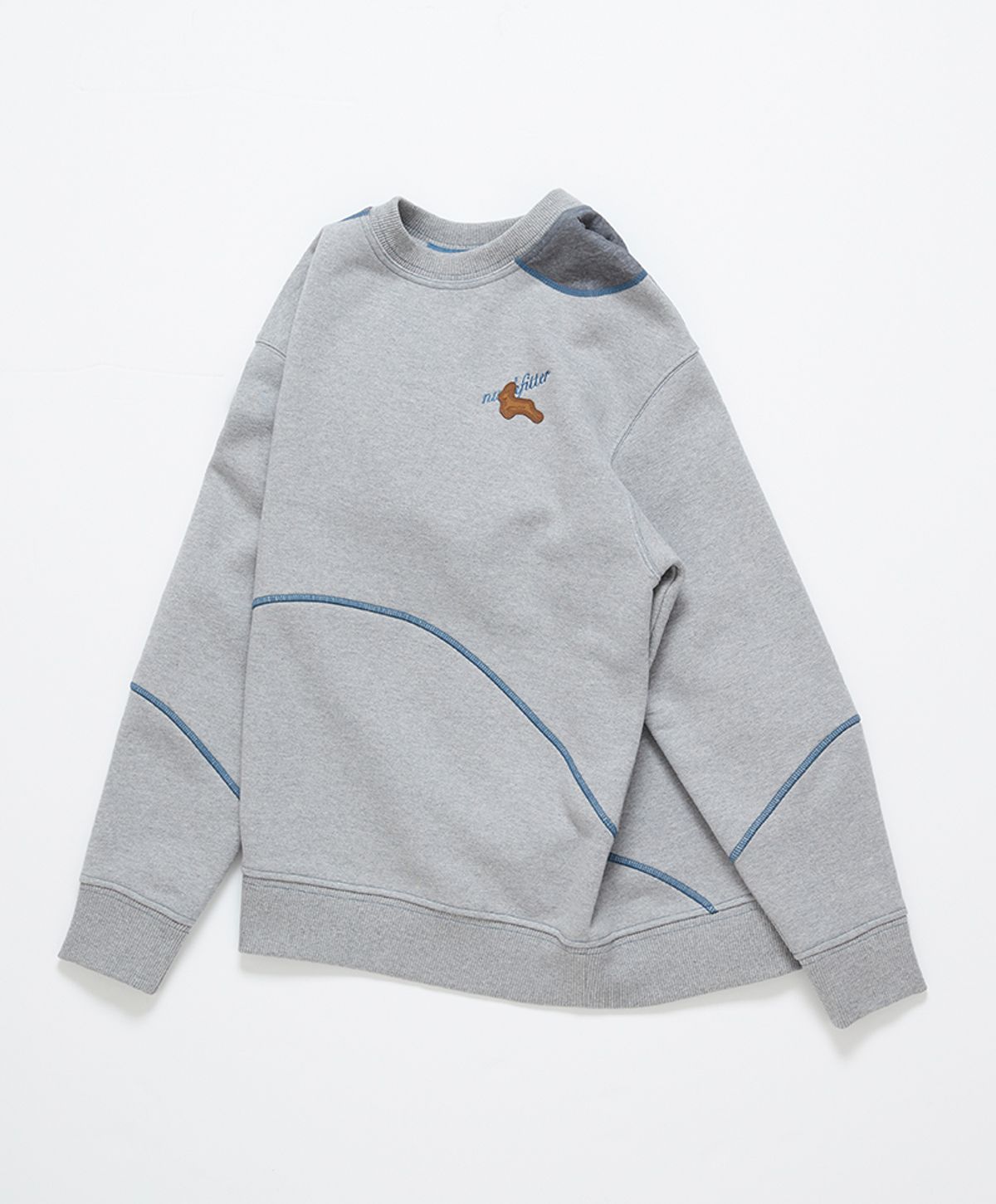 누크피터(NUUKFITTER) COLOR PATCH WINTER SWEAT SHIRT [MELANGE GRAY]