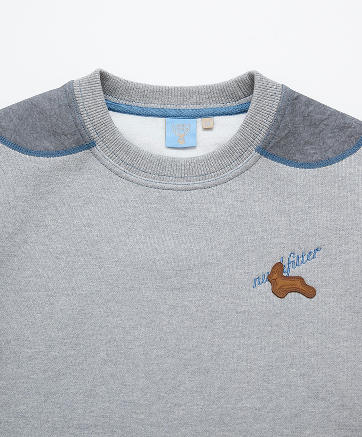 누크피터(NUUKFITTER) COLOR PATCH WINTER SWEAT SHIRT [MELANGE GRAY]
