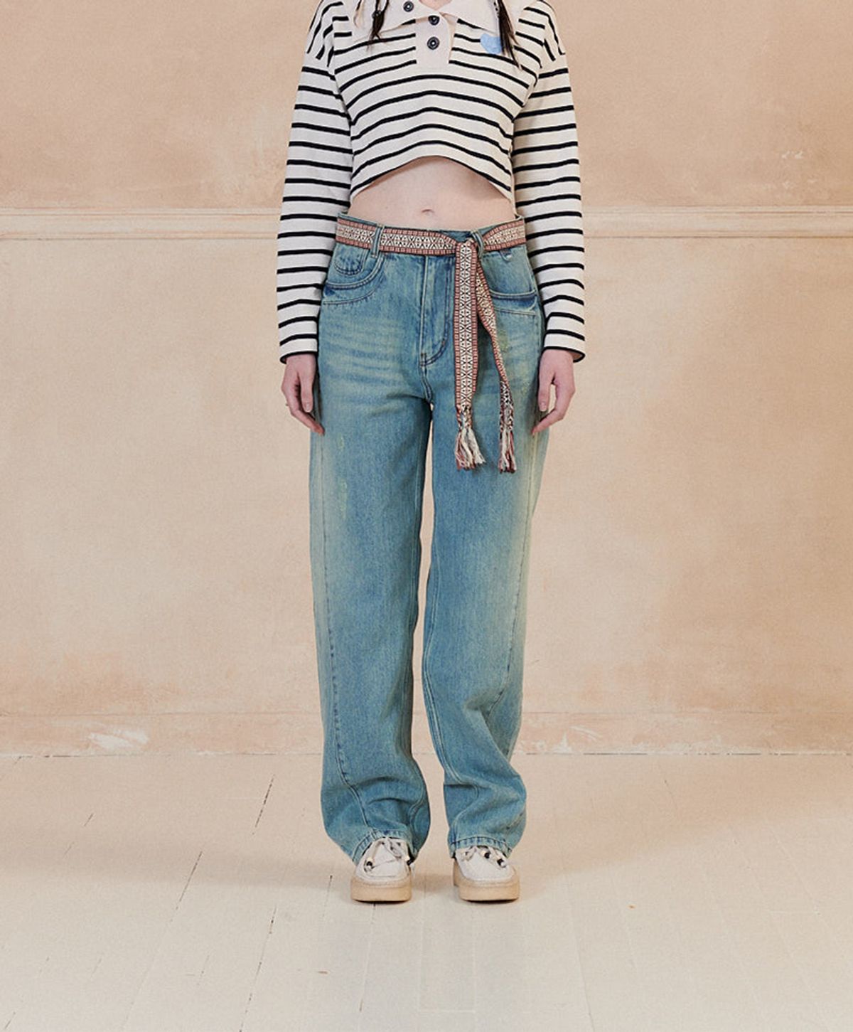 누크피터(NUUKFITTER) COLOR DYEING WIDE JEANS [ICE BLUE]