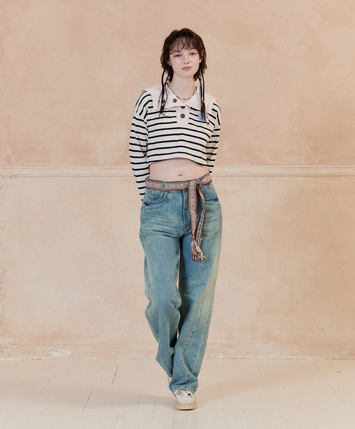 누크피터(NUUKFITTER) COLOR DYEING WIDE JEANS [ICE BLUE]