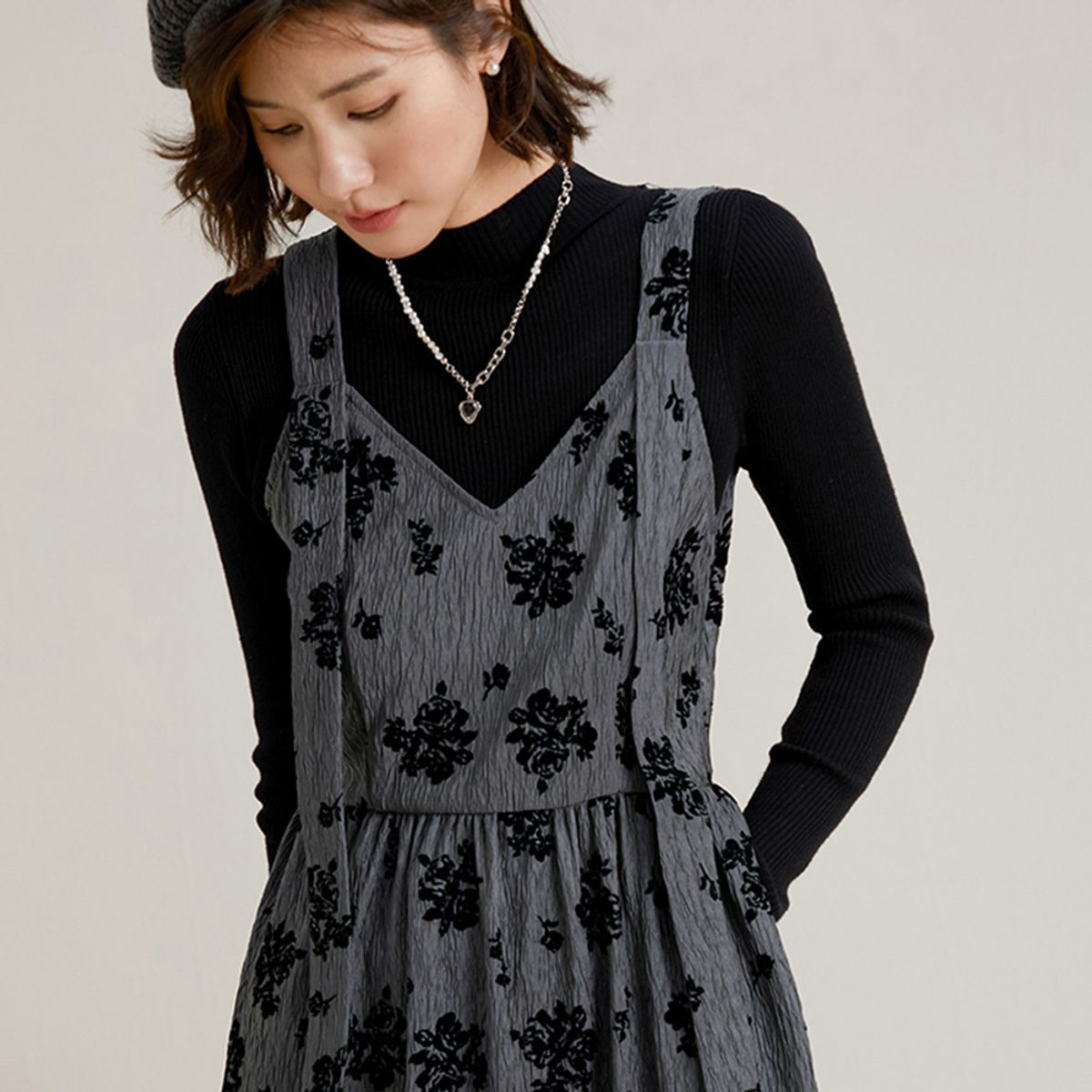 랭썬(LANGSON) LS_Floral luxury slip dress