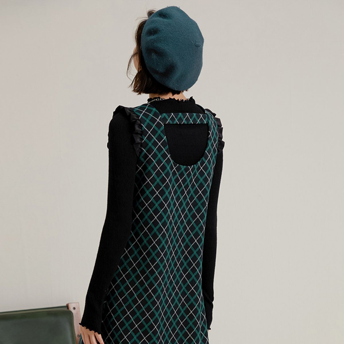 랭썬(LANGSON) LS_Vintage plaid camisole dress