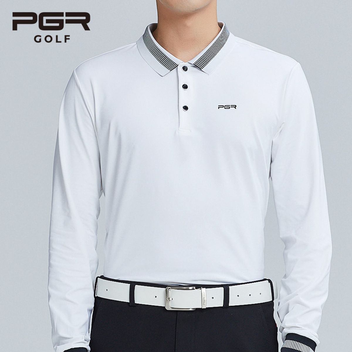 피지알(PGR) 긴팔 카라 티셔츠 화이트 GT-3239