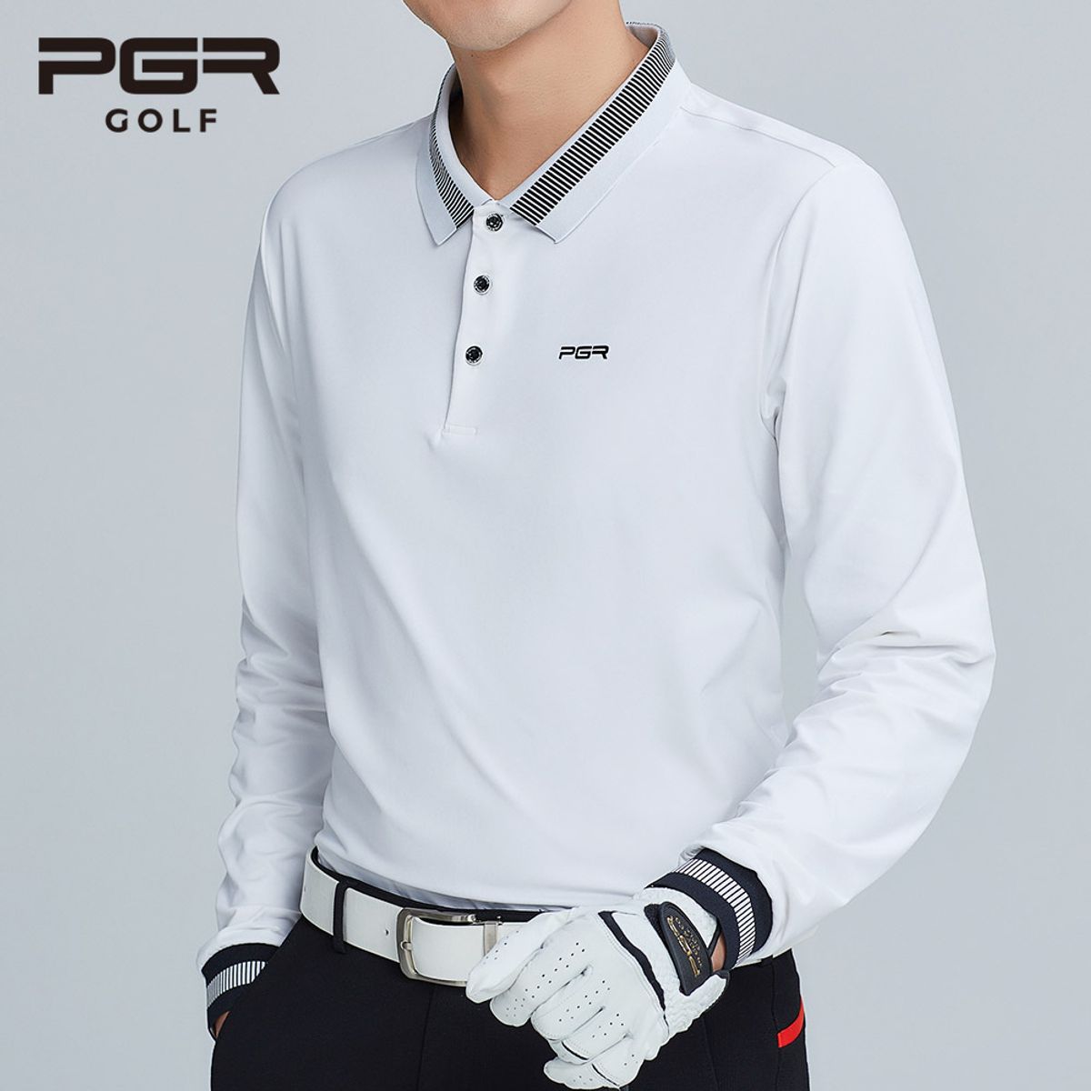 피지알(PGR) 긴팔 카라 티셔츠 화이트 GT-3239