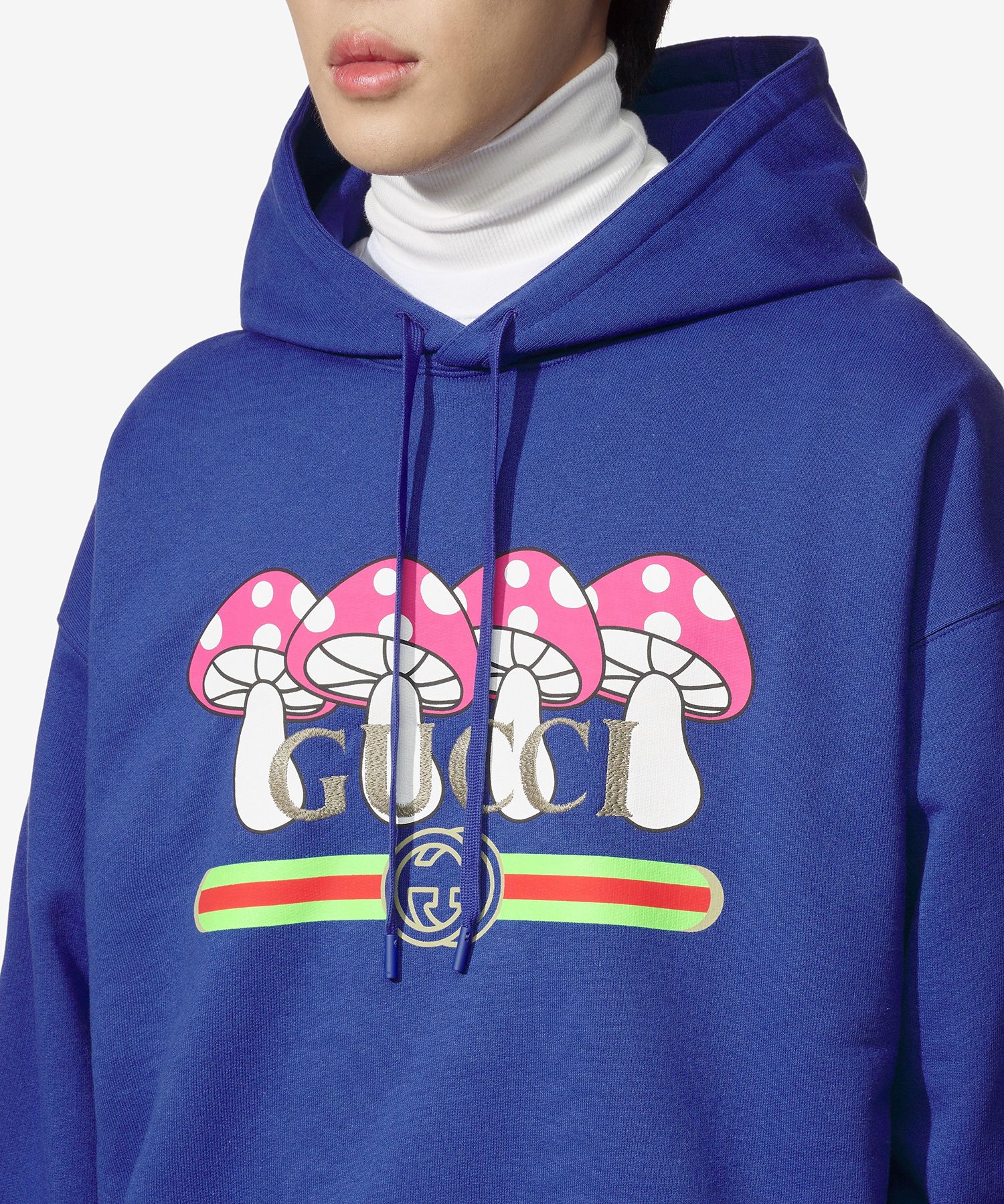 MUSINSA公式 | GUCCI Mushroom GG Logo Print Hoodie - Blue
