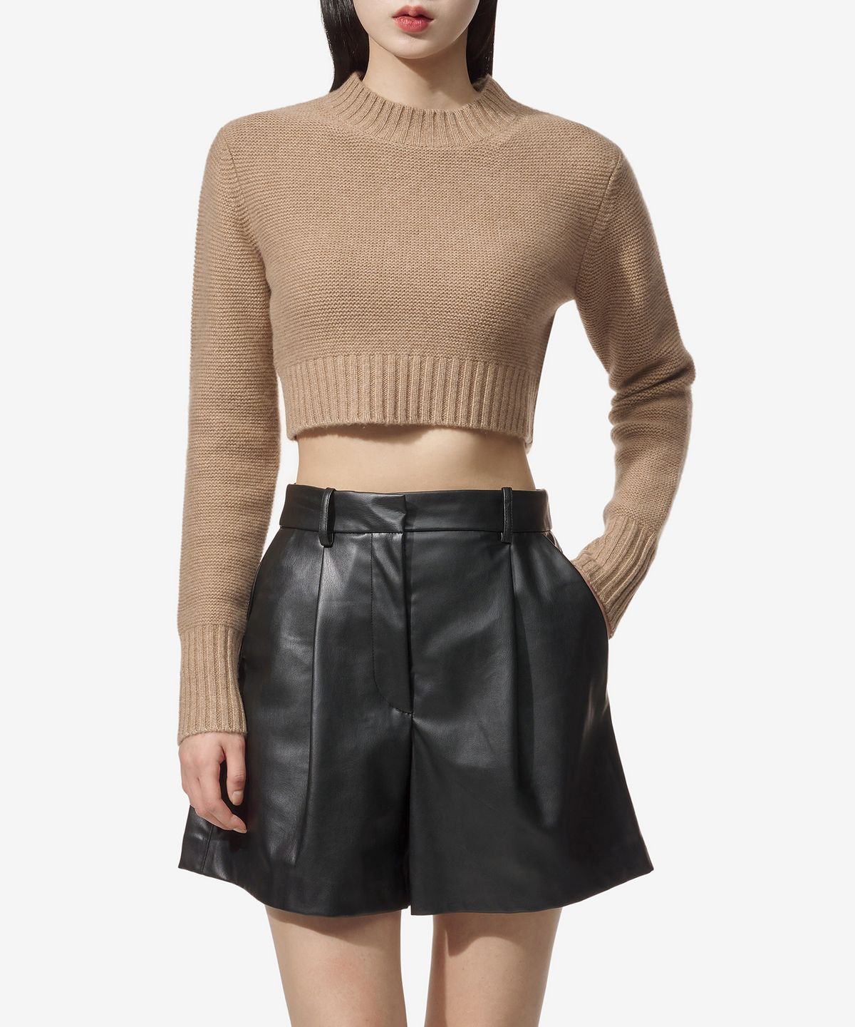 막스마라(MAXMARA) 카야 크롭 캐시미어 니트 - 카멜 / 2313661733600008
