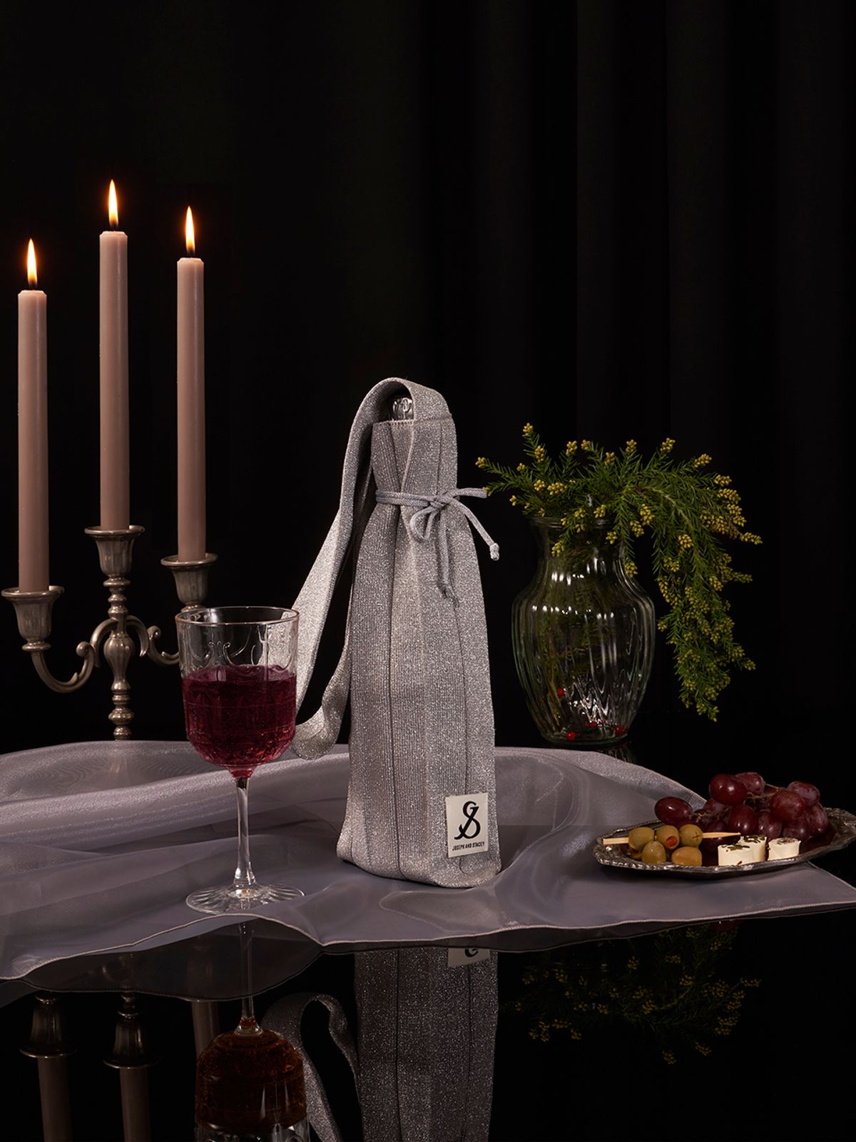 조셉앤스테이시(JOSEPH&STACEY) Lucky Pleats Knit Starry Wine Bag (ALL)