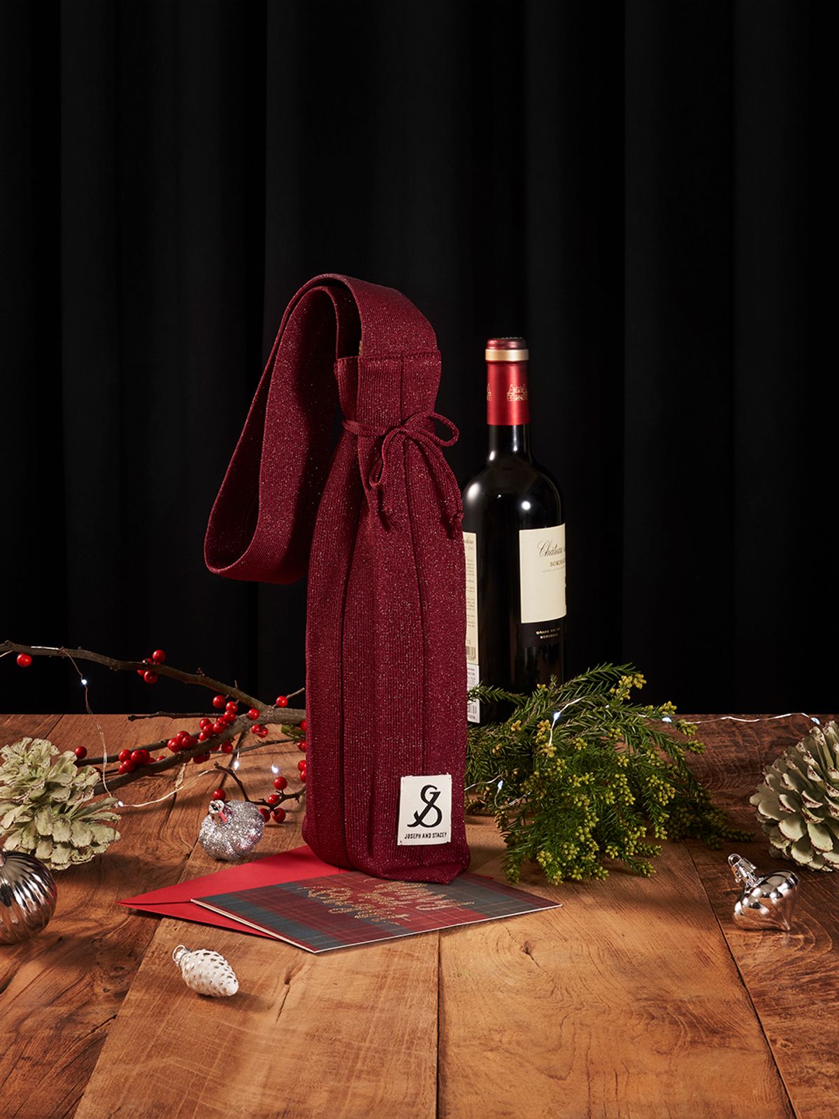 조셉앤스테이시(JOSEPH&STACEY) Lucky Pleats Knit Starry Wine Bag (ALL)