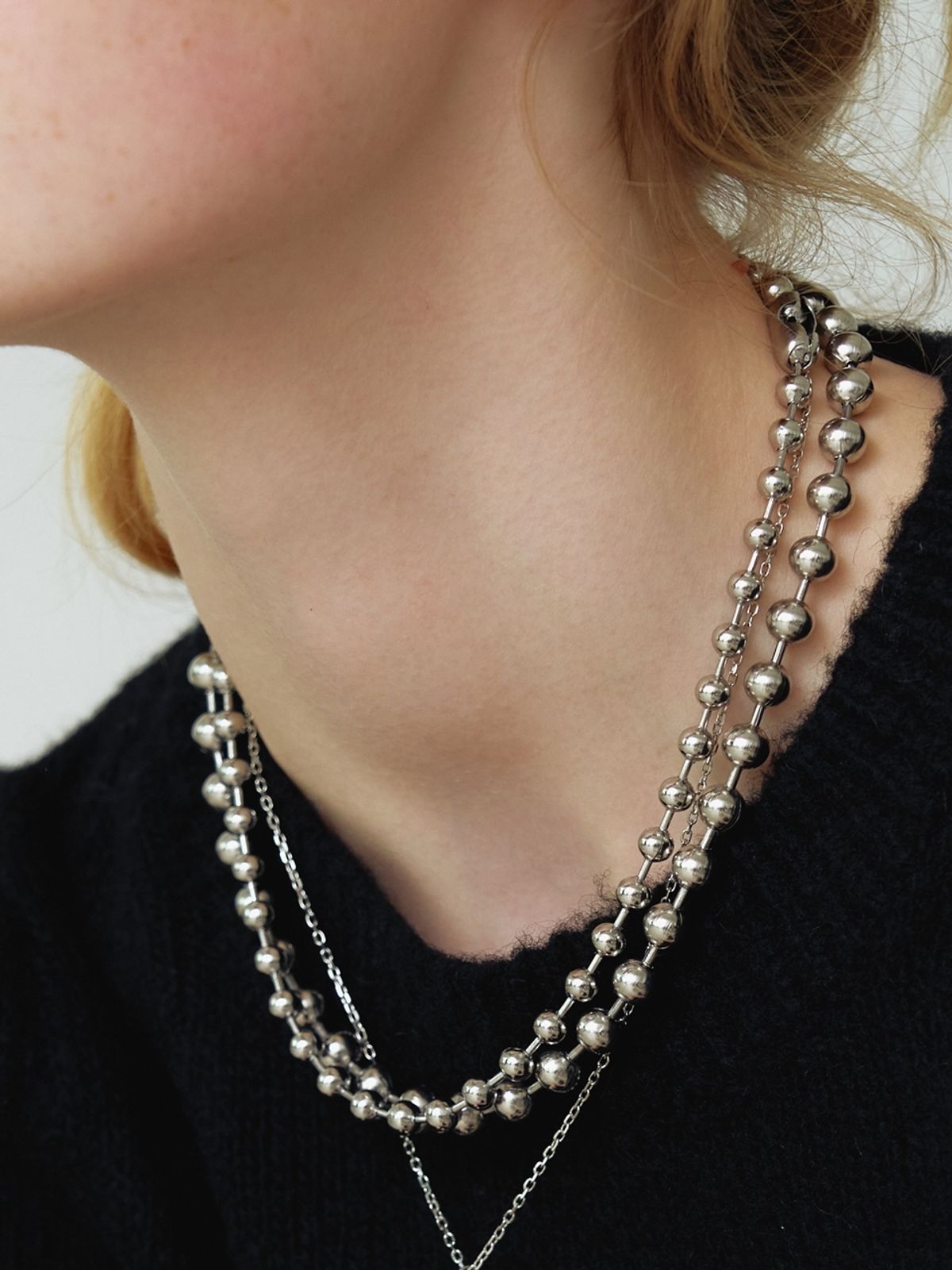 러브미몬스터(LOVE ME MONSTER) [Surgical_2 SET] Ball Chain Necklace