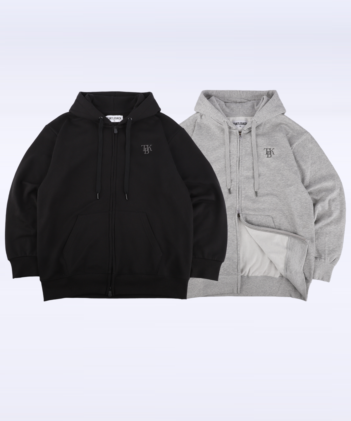 터틀백(TURTLEBACK) 2way 세미오버핏 기모 후드집업 2color