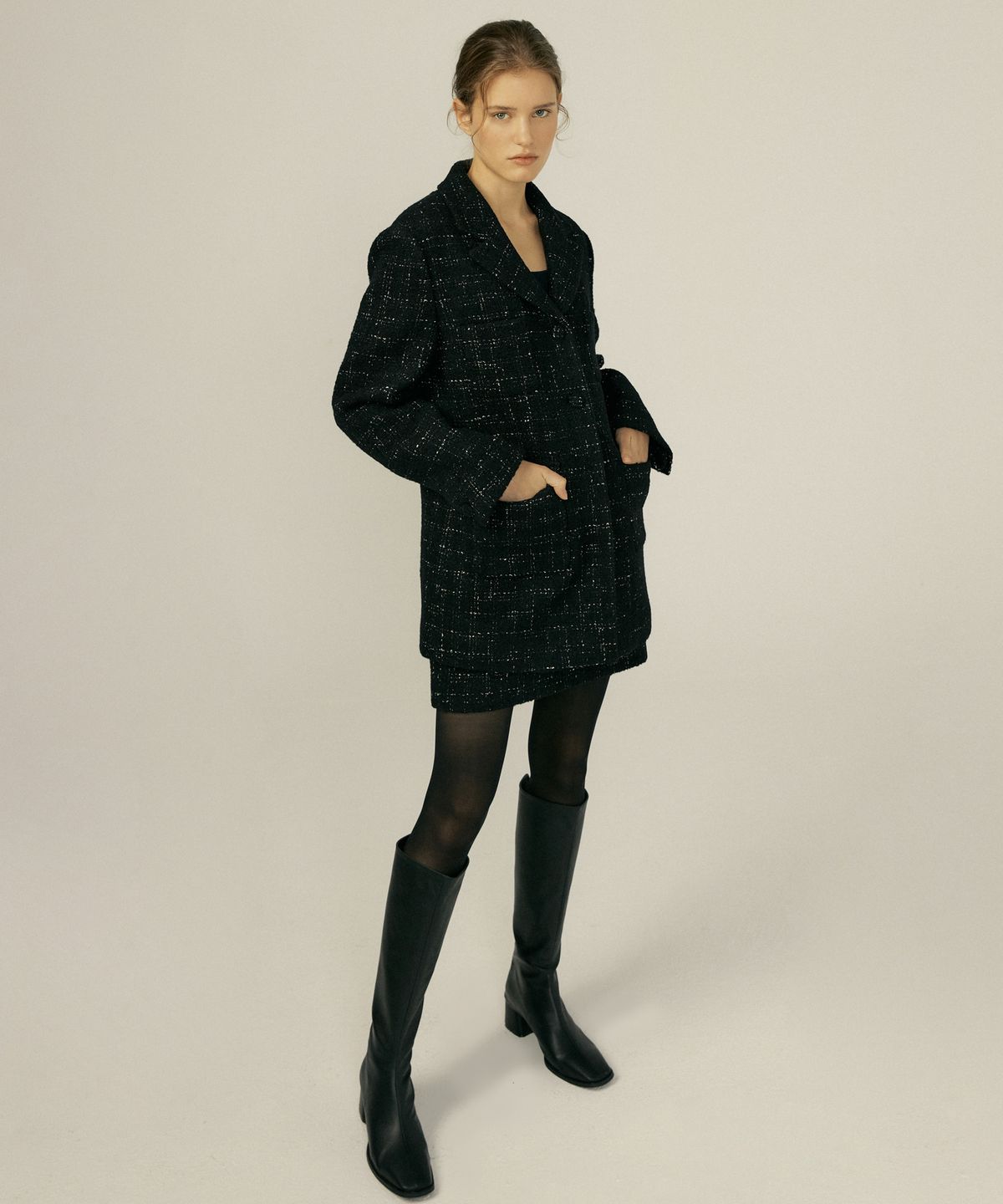 오떼뜨(OCTETTE) WINTER TWEED HARF COAT_2COLOR