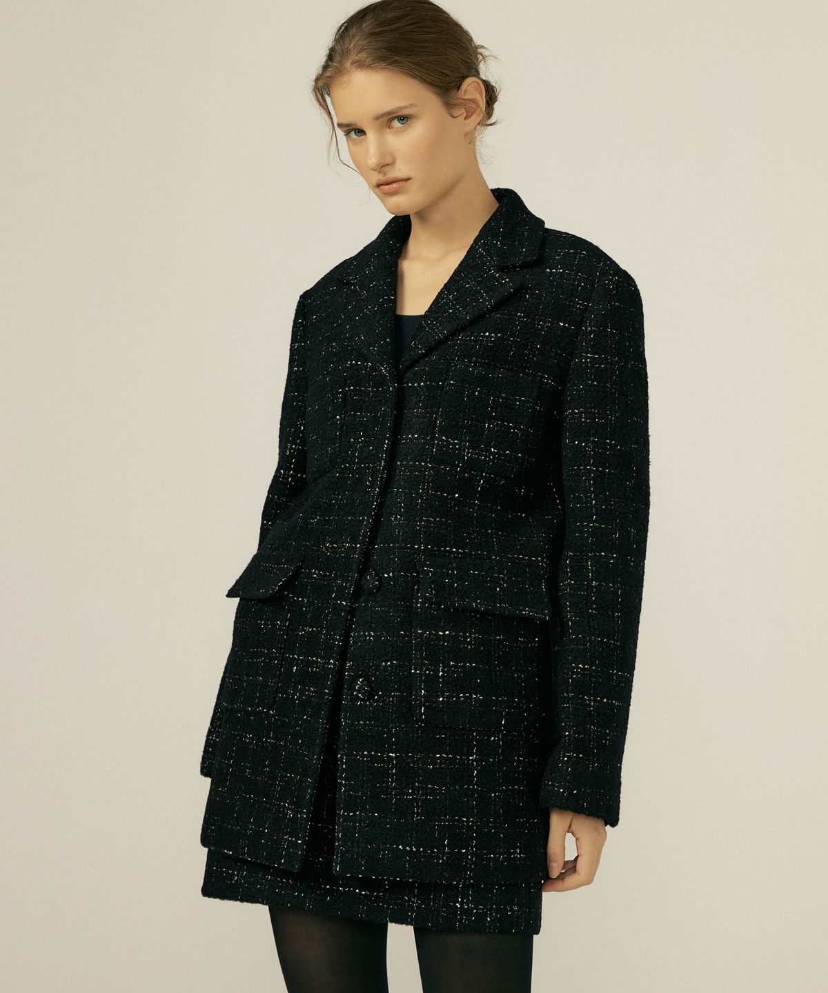 오떼뜨(OCTETTE) WINTER TWEED HARF COAT_2COLOR