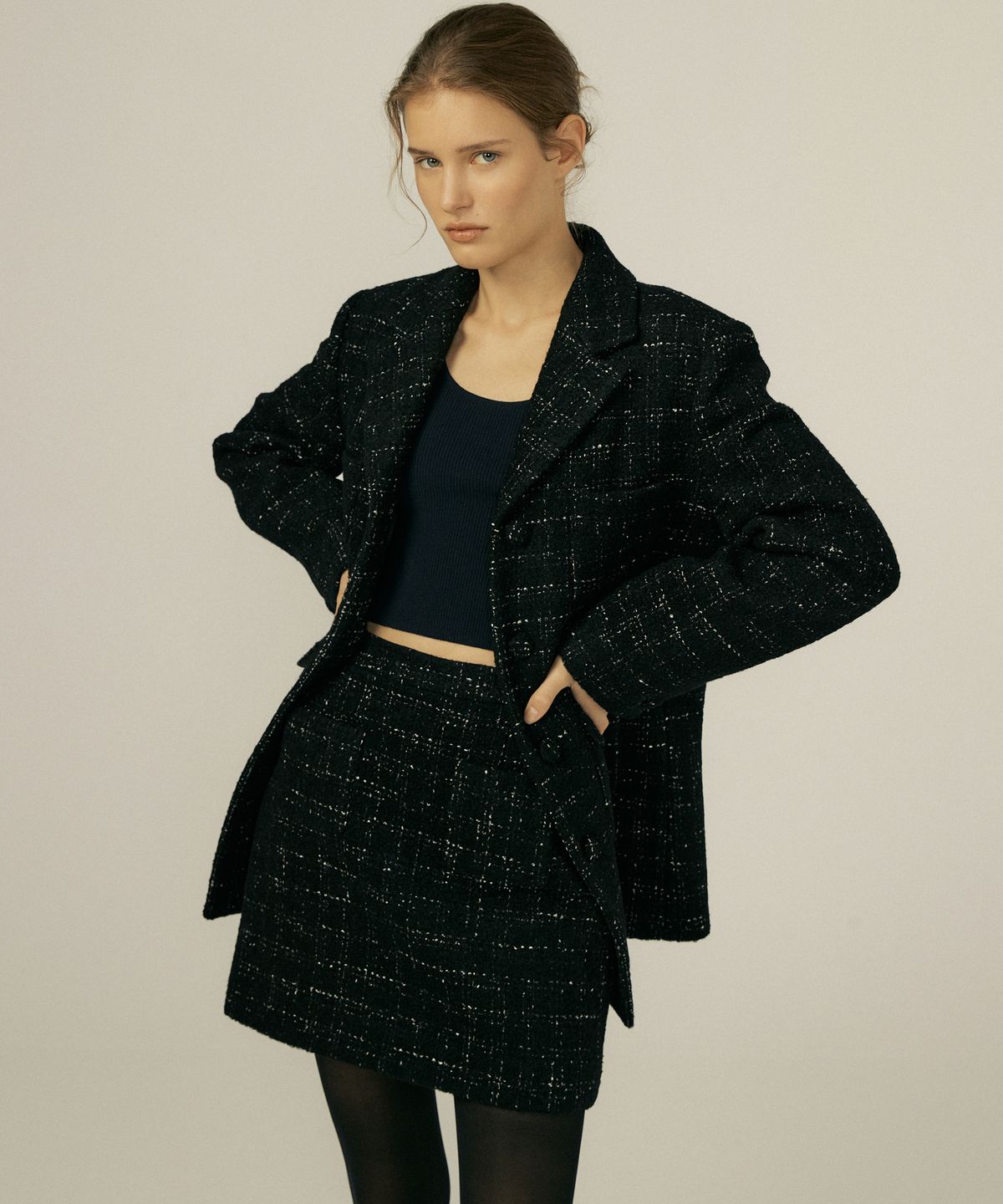 오떼뜨(OCTETTE) WINTER TWEED HARF COAT_2COLOR