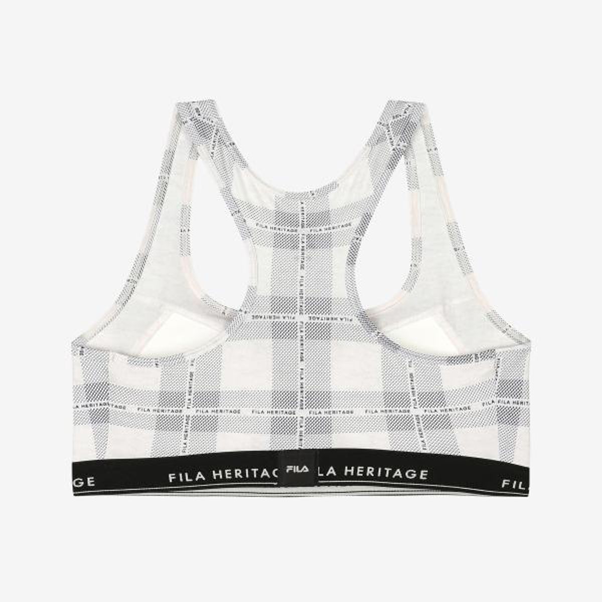 휠라언더웨어(FILA UNDERWEAR) 아웃핏 홀리데이 체크나염 브라탑(FI4ITG1444FOTL)