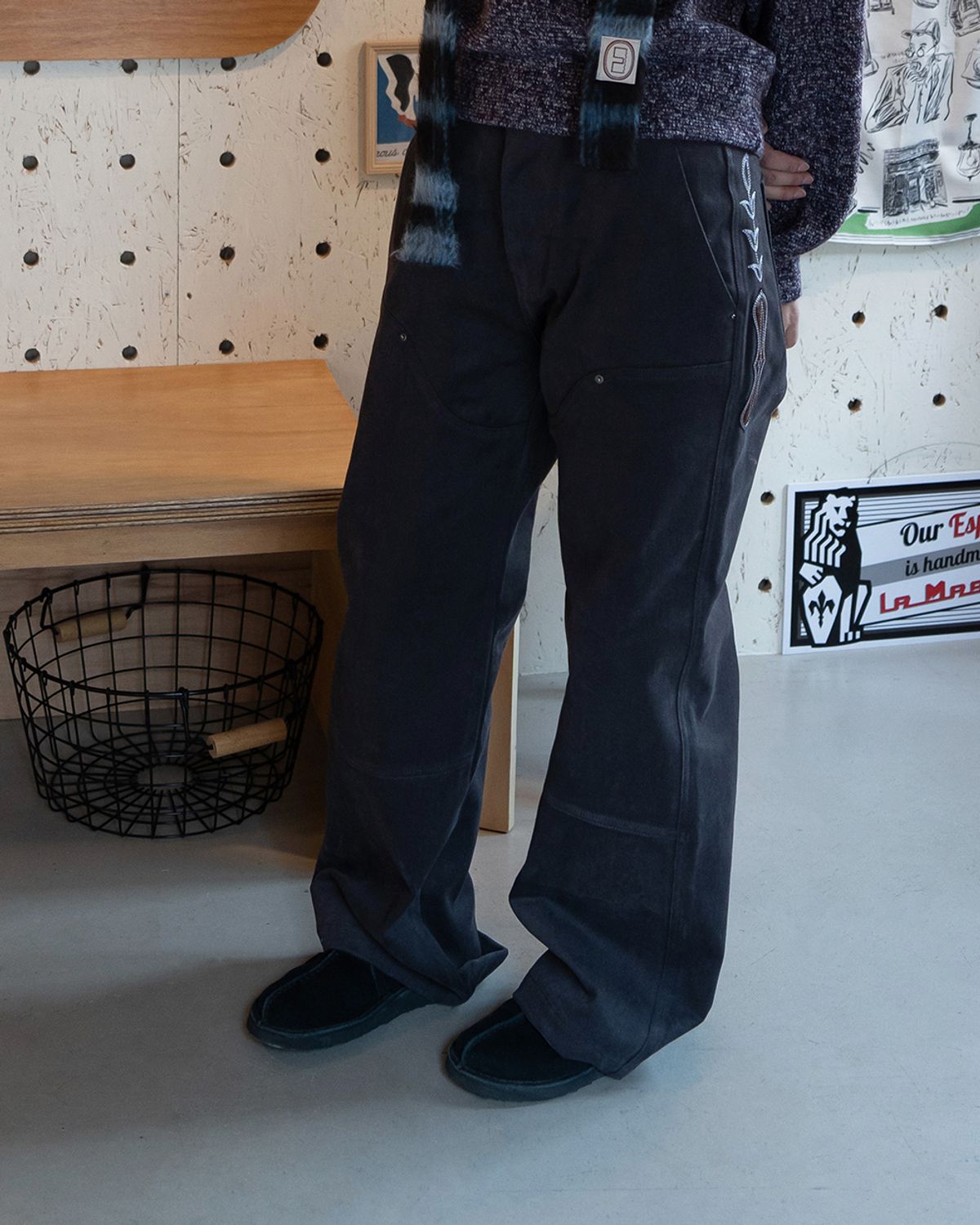 카락터(KARACTOR) Western boots cut work pants / Charcoal
