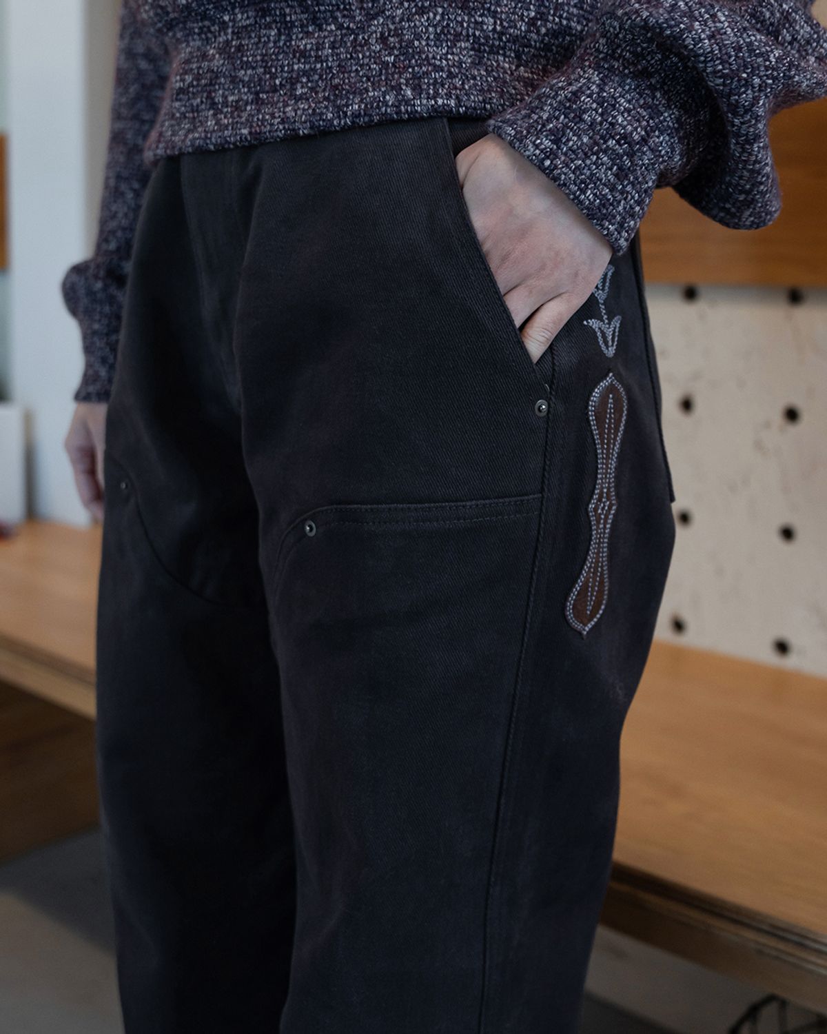 카락터(KARACTOR) Western boots cut work pants / Charcoal