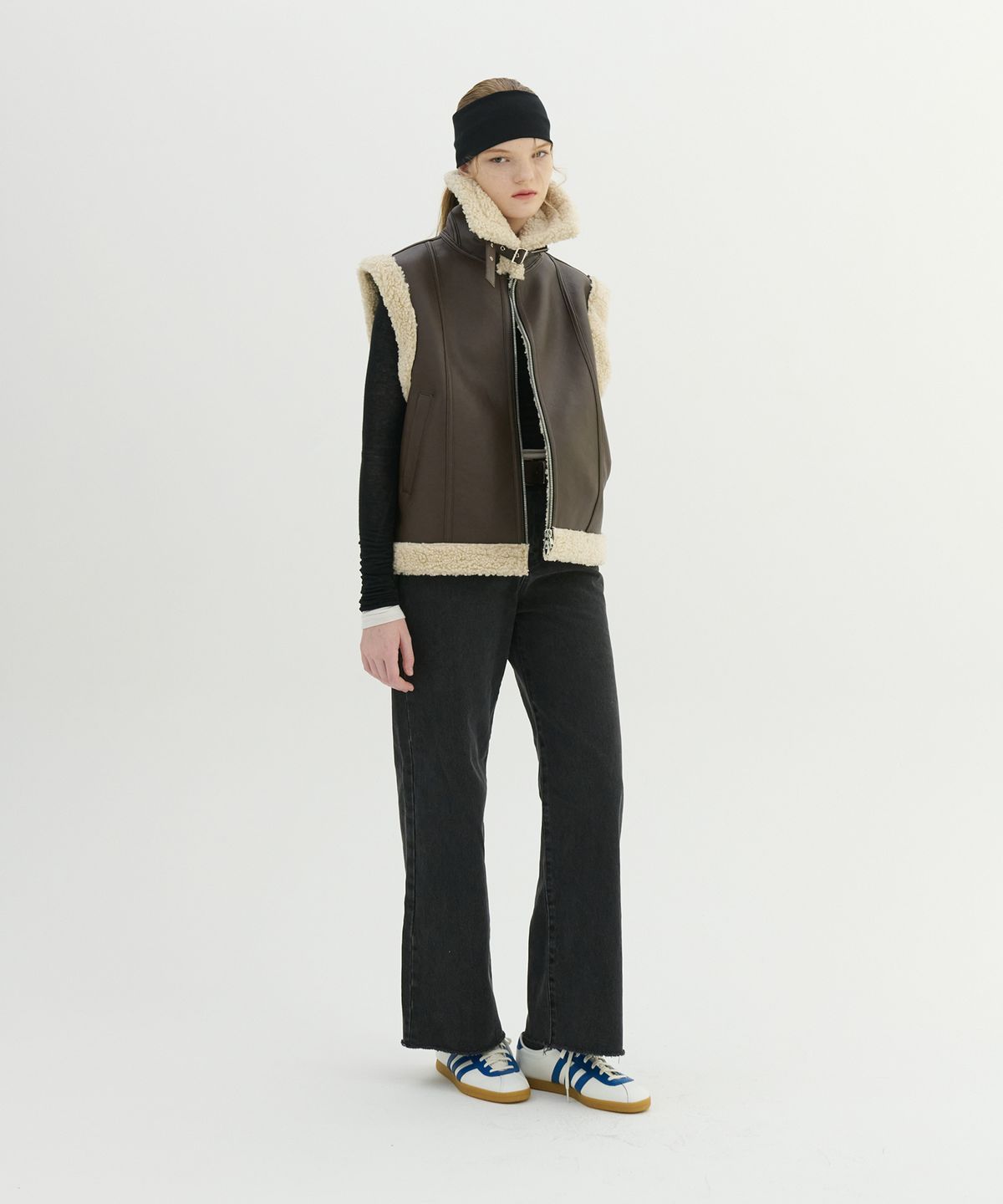 비콰이엇(B QUIET) FAUX SHEARING TRIMMING VEST_BROWN BEIGE