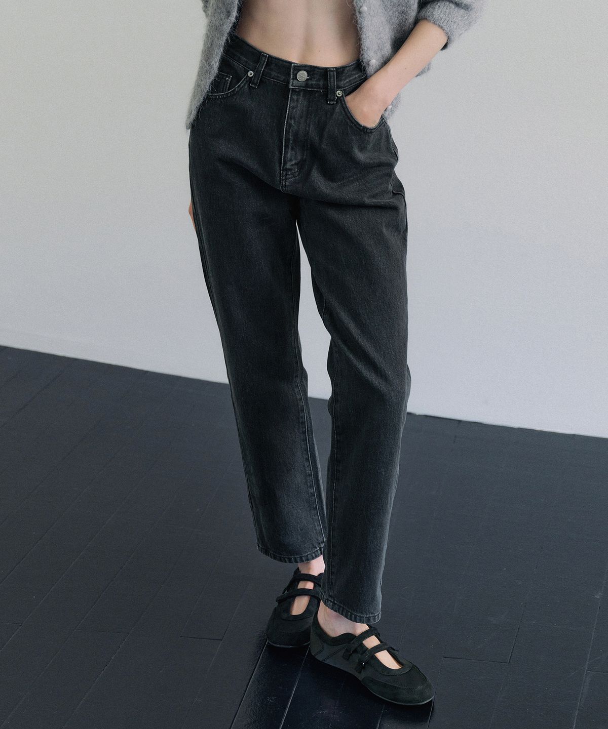 오떼뜨(OCTETTE) CLASSIC BOY-FIT COTTON DENIM_BLACK