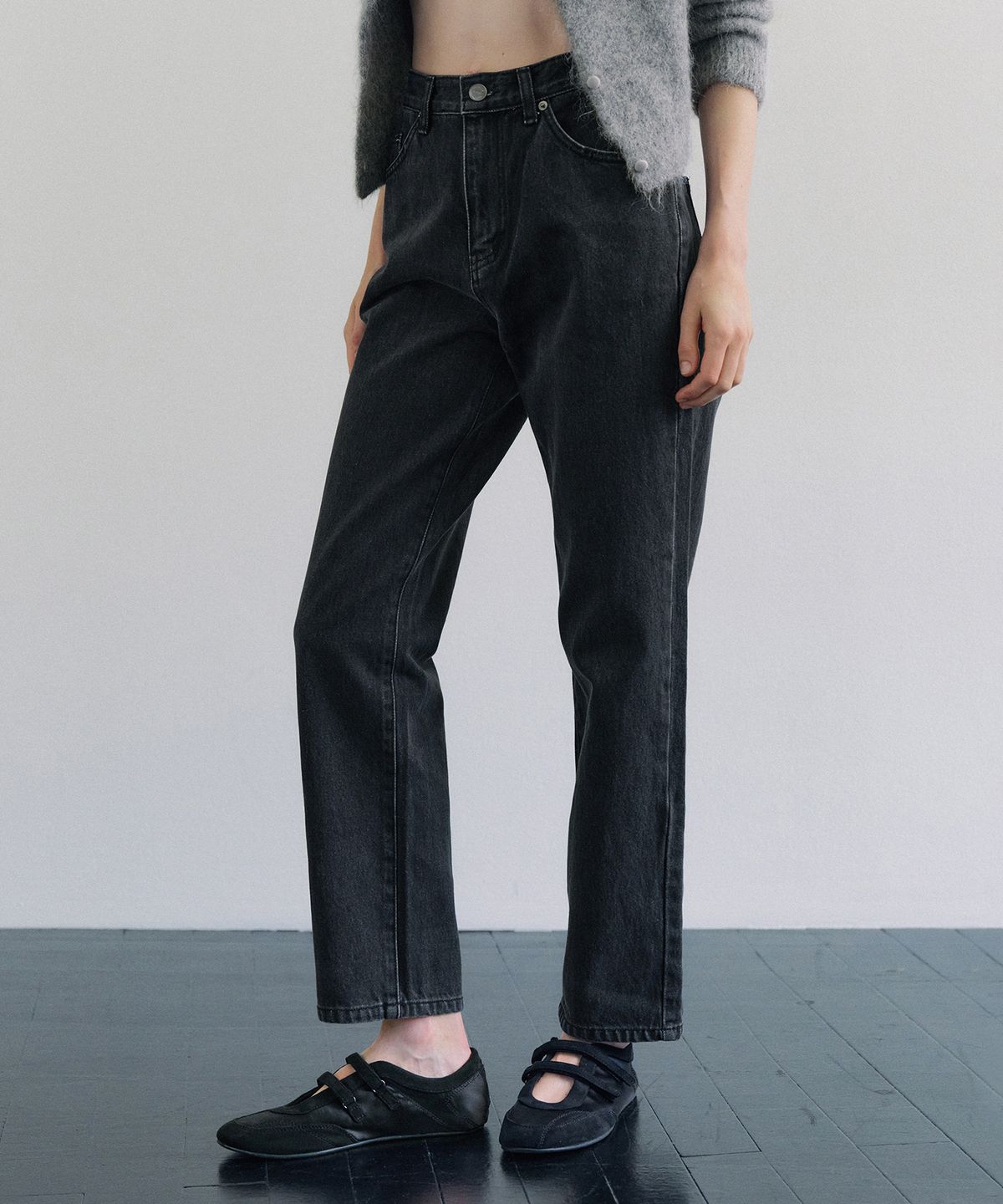 오떼뜨(OCTETTE) CLASSIC BOY-FIT COTTON DENIM_BLACK