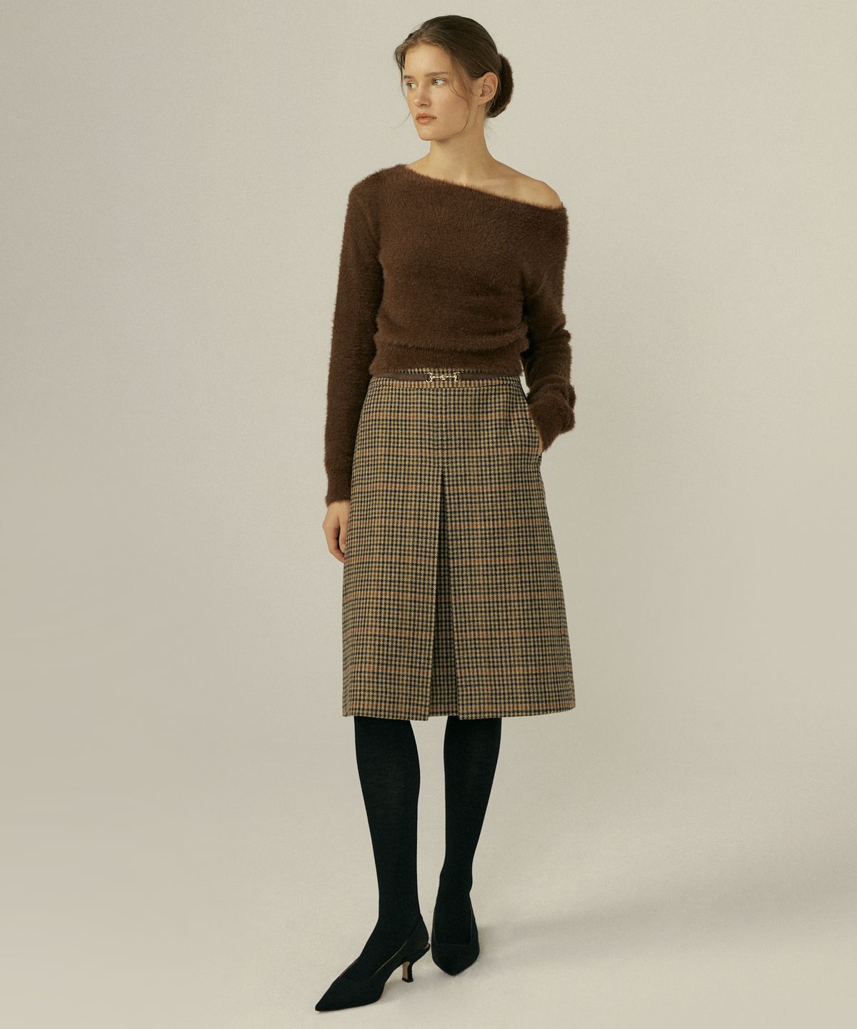 오떼뜨(OCTETTE) FRENCH CHECK WOOL SK_BROWN