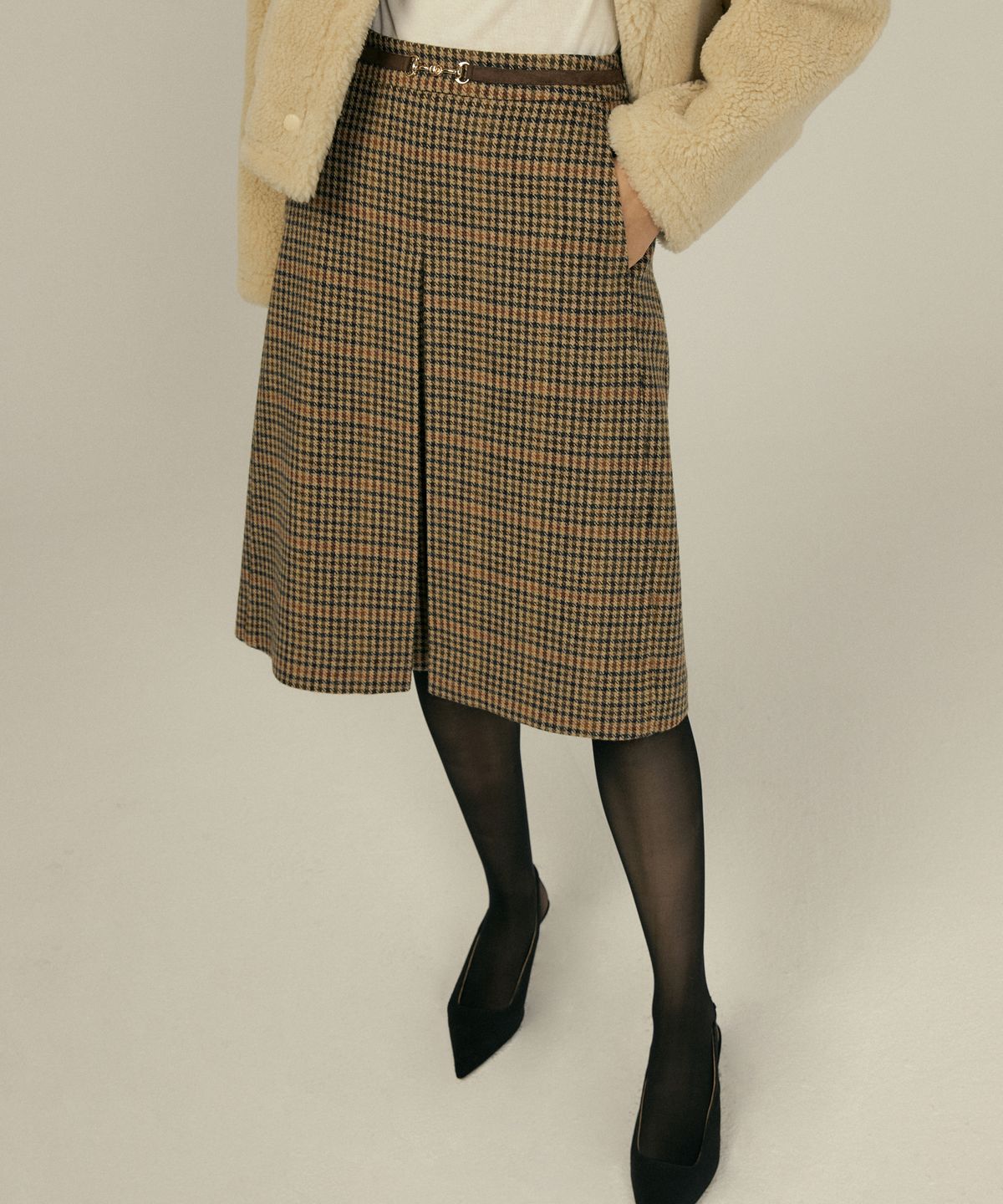오떼뜨(OCTETTE) FRENCH CHECK WOOL SK_BROWN
