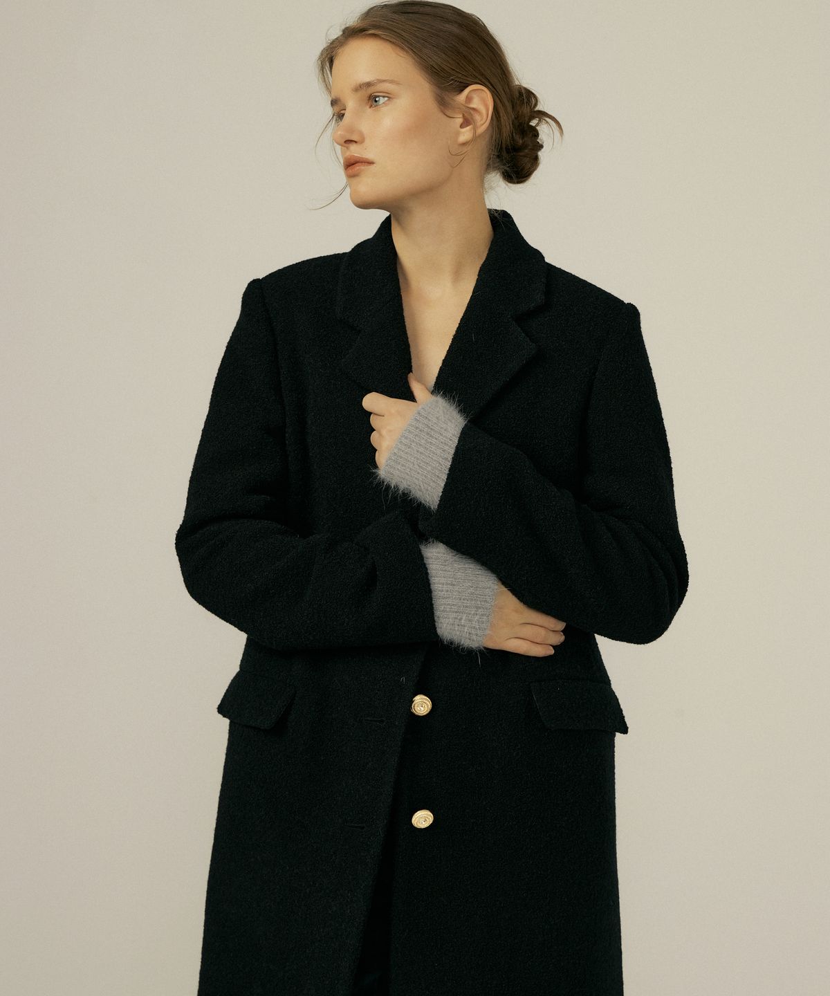 오떼뜨(OCTETTE) STANDARD BOUCLE COAT_BLACK