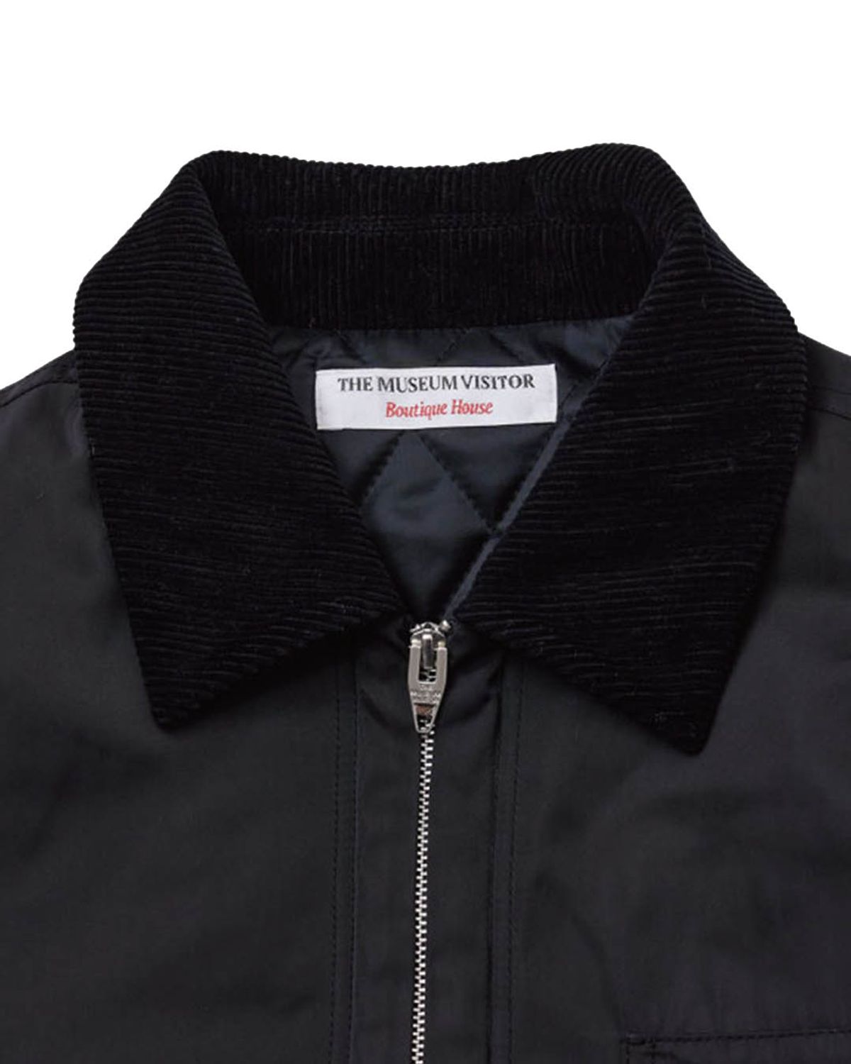 더뮤지엄비지터(THEMUSEUMVISITOR) CORDUROY COLLAR METAL LOGO JACKET (BLACK)